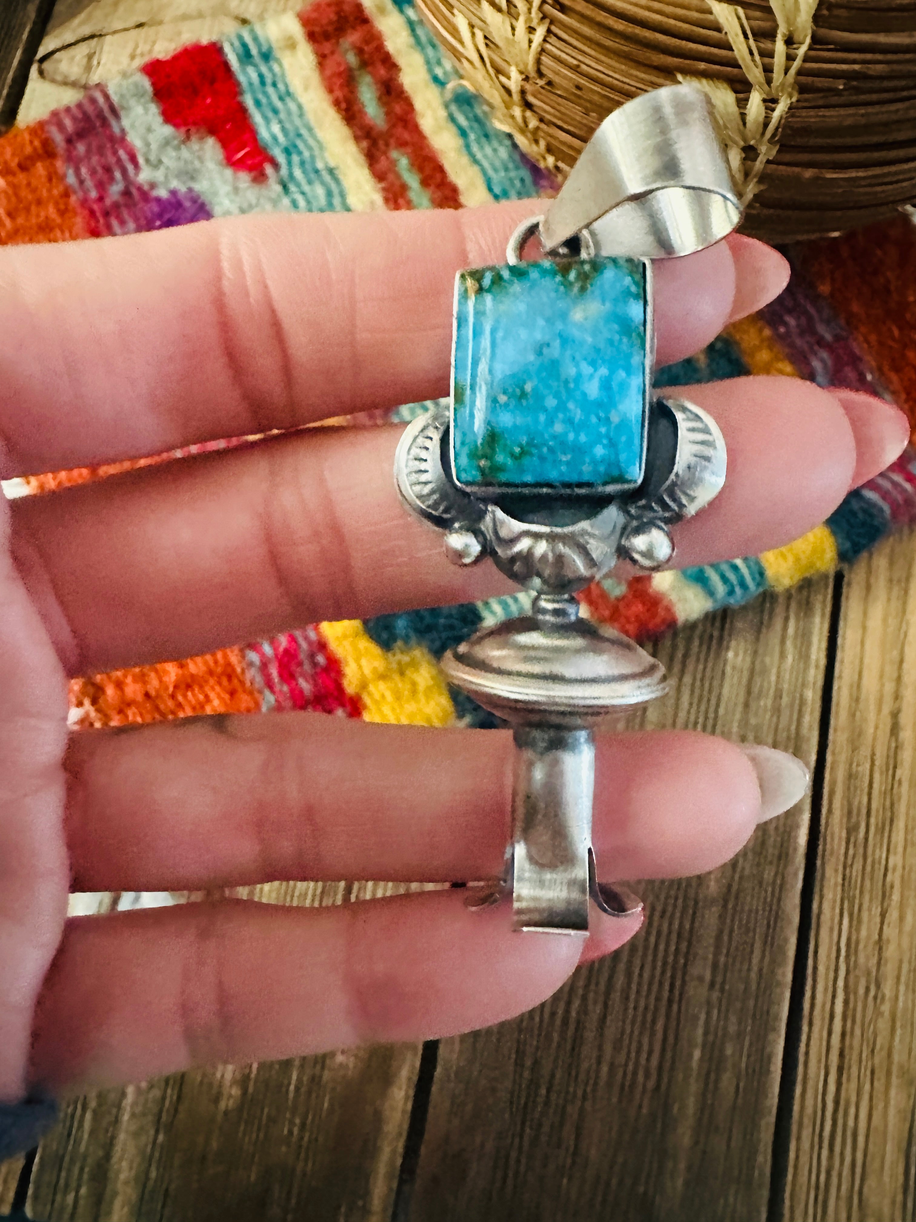 Handcrafted Sterling Silver & Turquoise Blossom Pendant