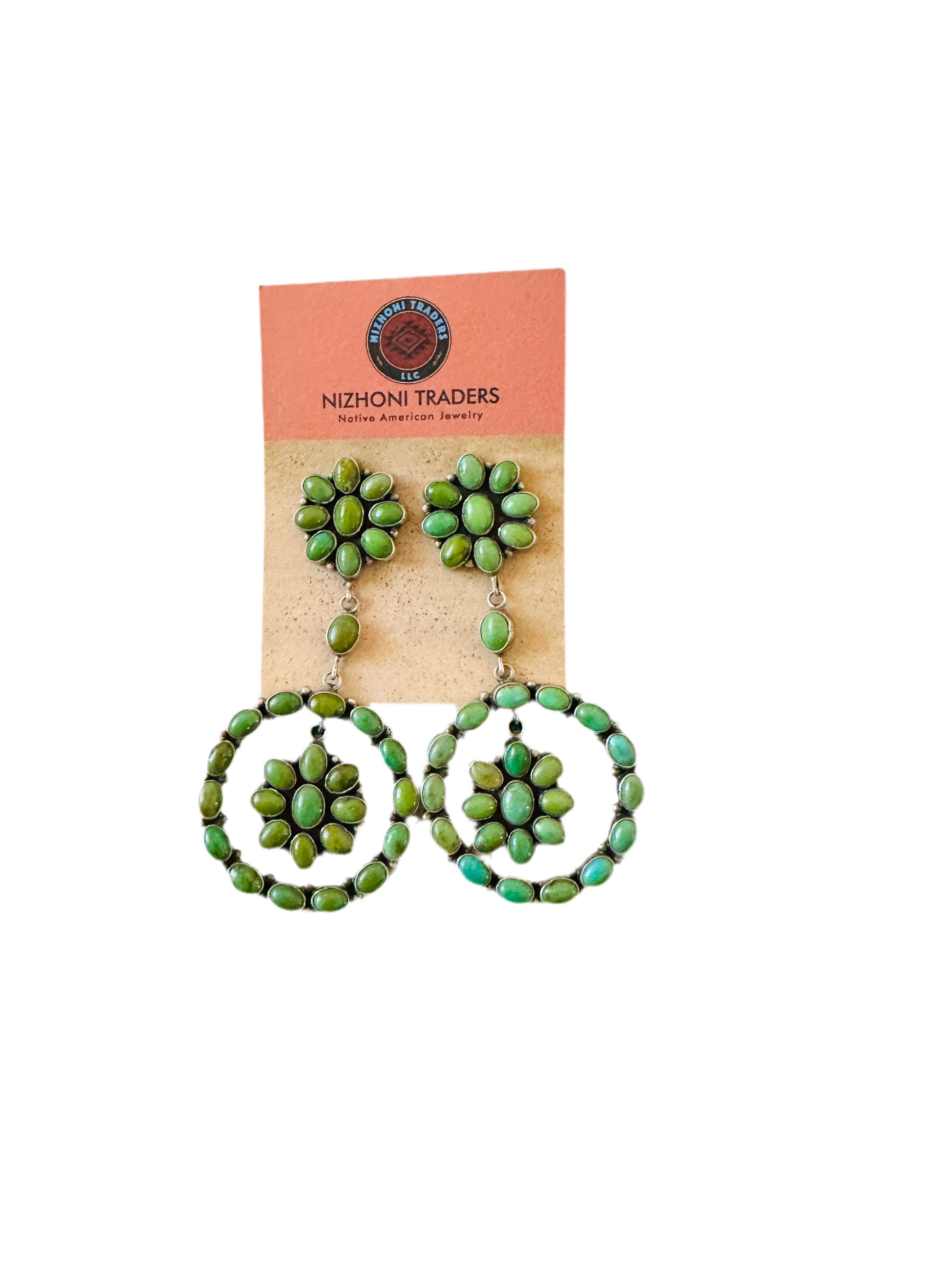 Handcrafted Sterling Silver & Turquoise Cluster Dangle Earrings by Anthony Skeets