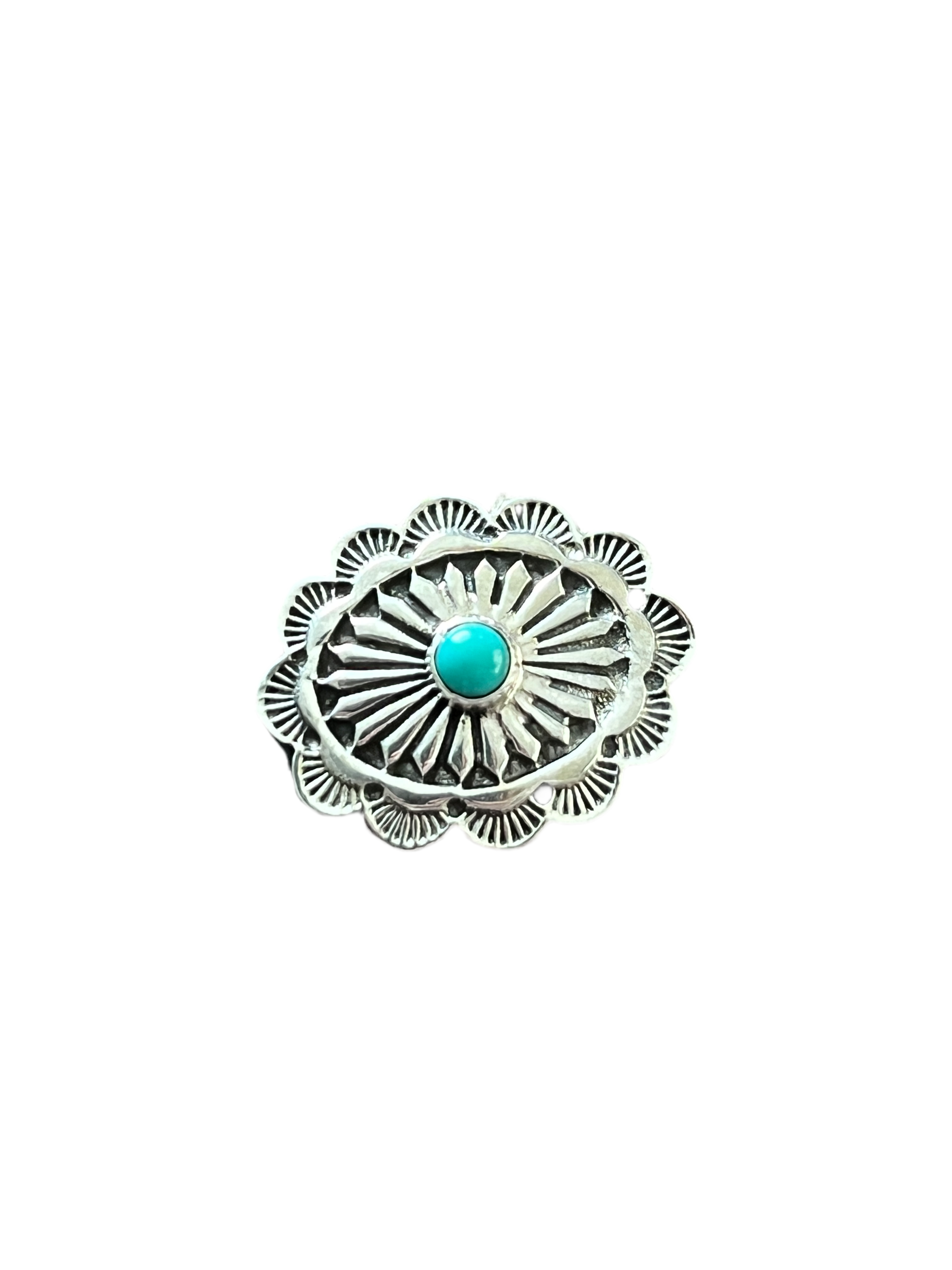 Sterling Silver and Kingman Turquoise Traditional Style Concho Slide, Round