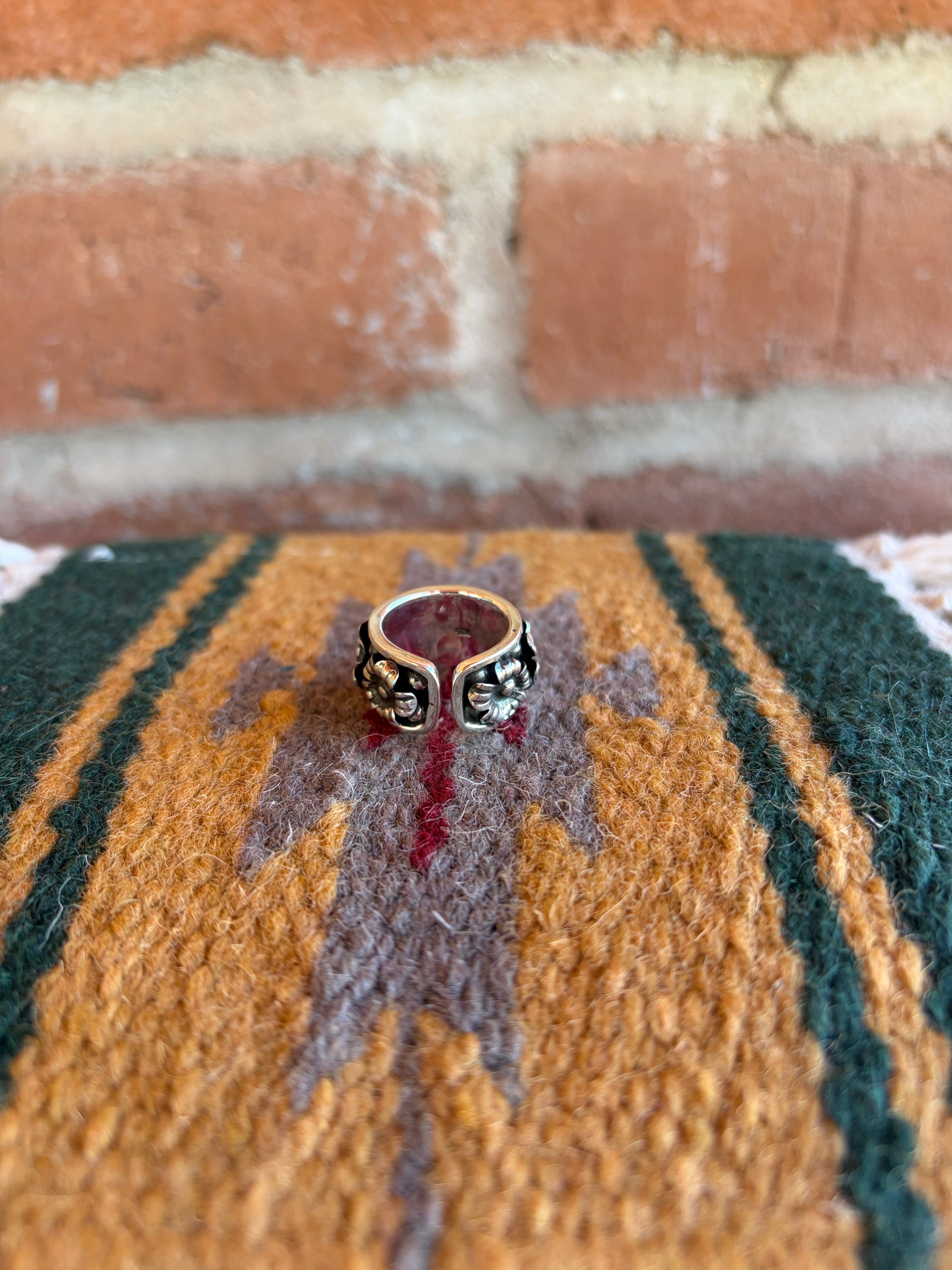 Handmade Sterling Silver Adjustable Flower Ring
