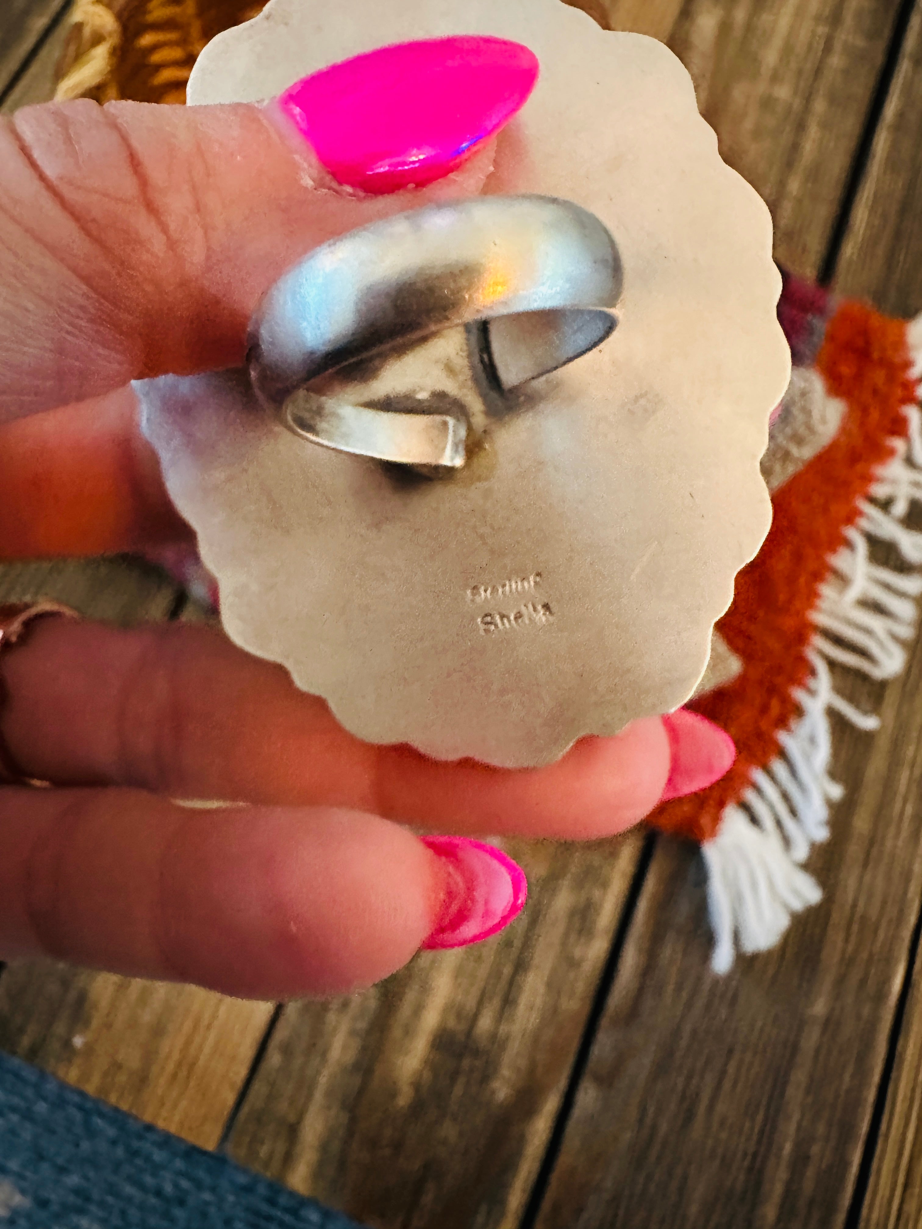 Handcrafted White Buffalo & Sterling Silver Adjustable Ring by Sheila Becenti