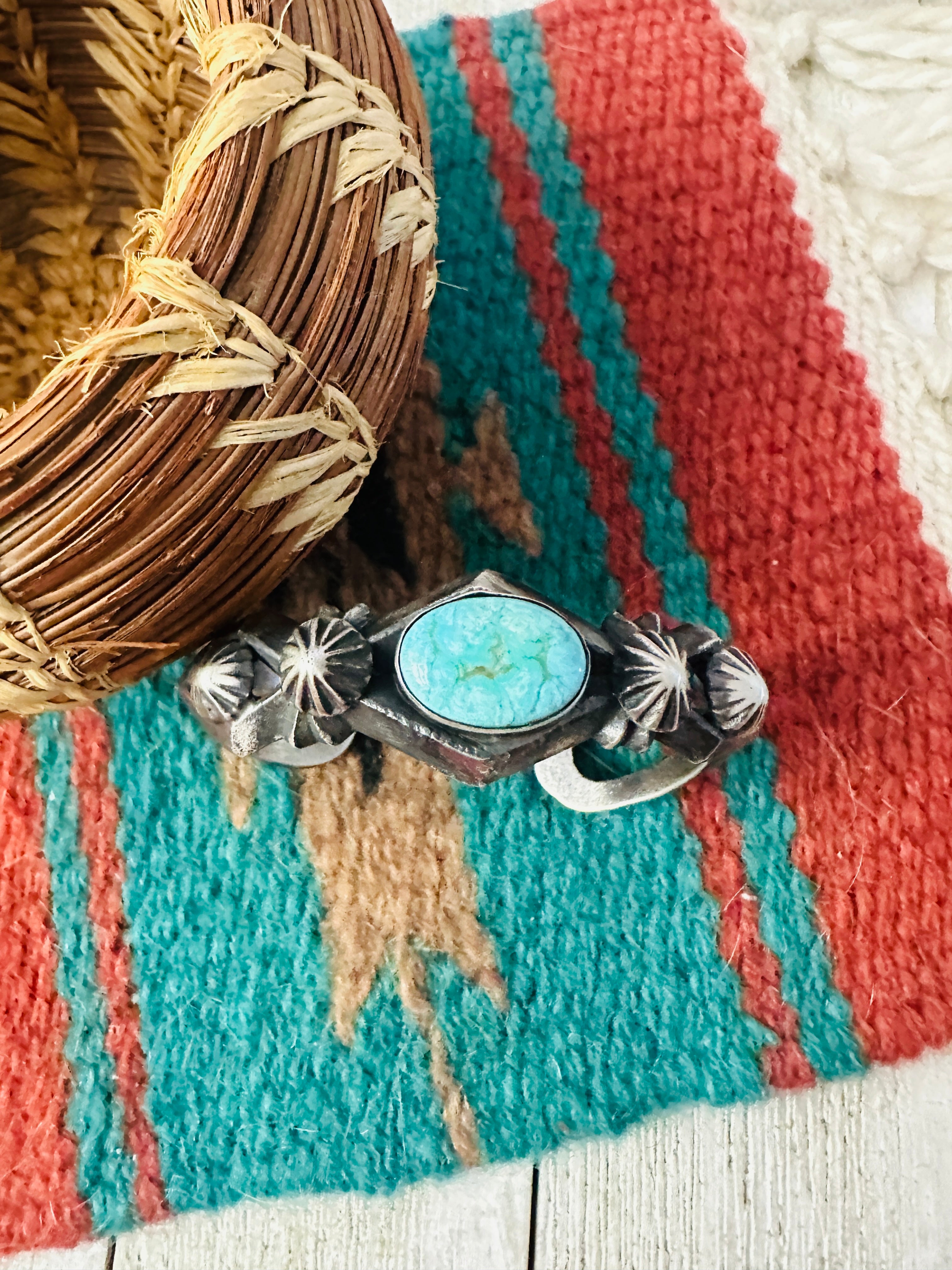 Handcrafted Turquoise & Sterling Silver Cuff Bracelet by Chimney Butte