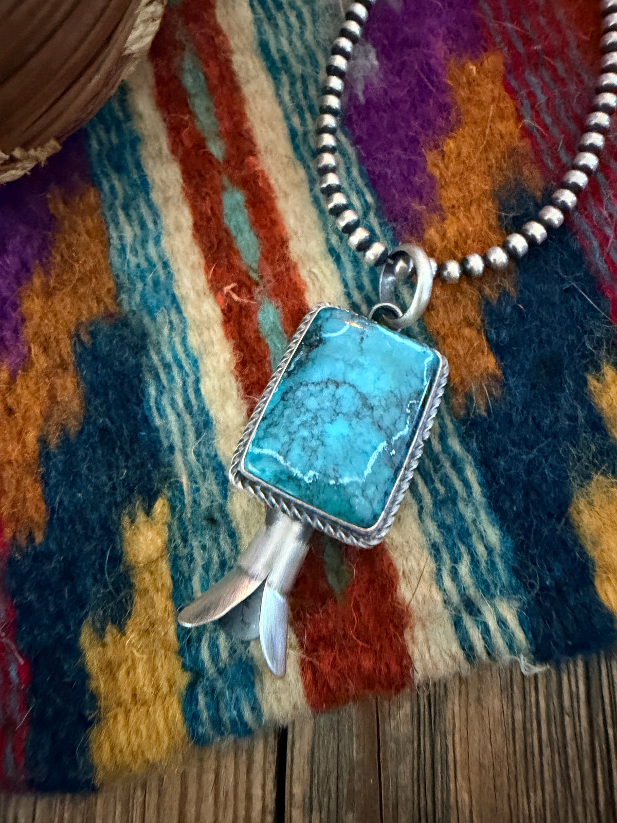 Handcrafted Sterling Silver & Turquoise Blossom Pendant