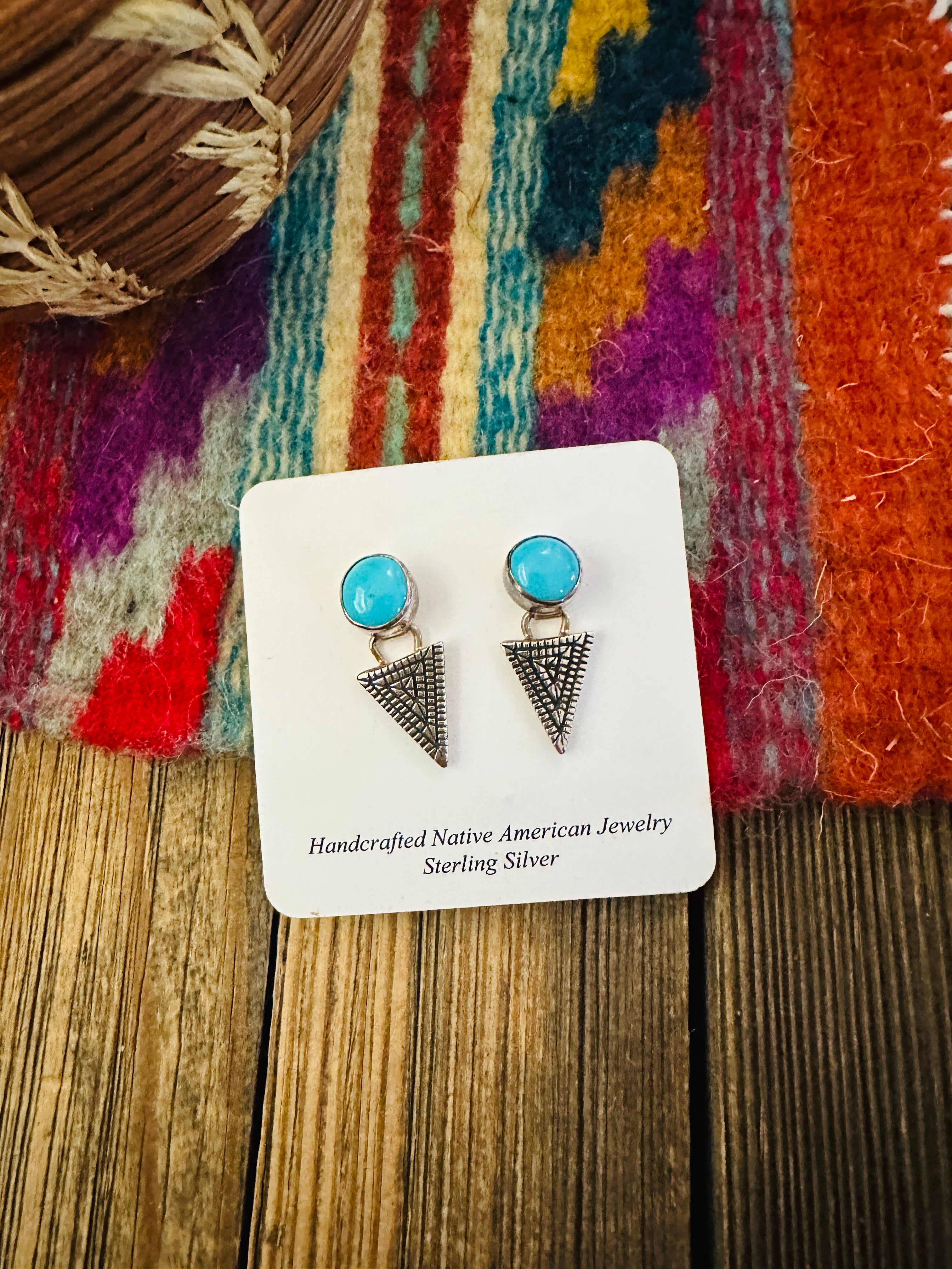 Handcrafted Turquoise & Sterling Silver Dangle Earrings