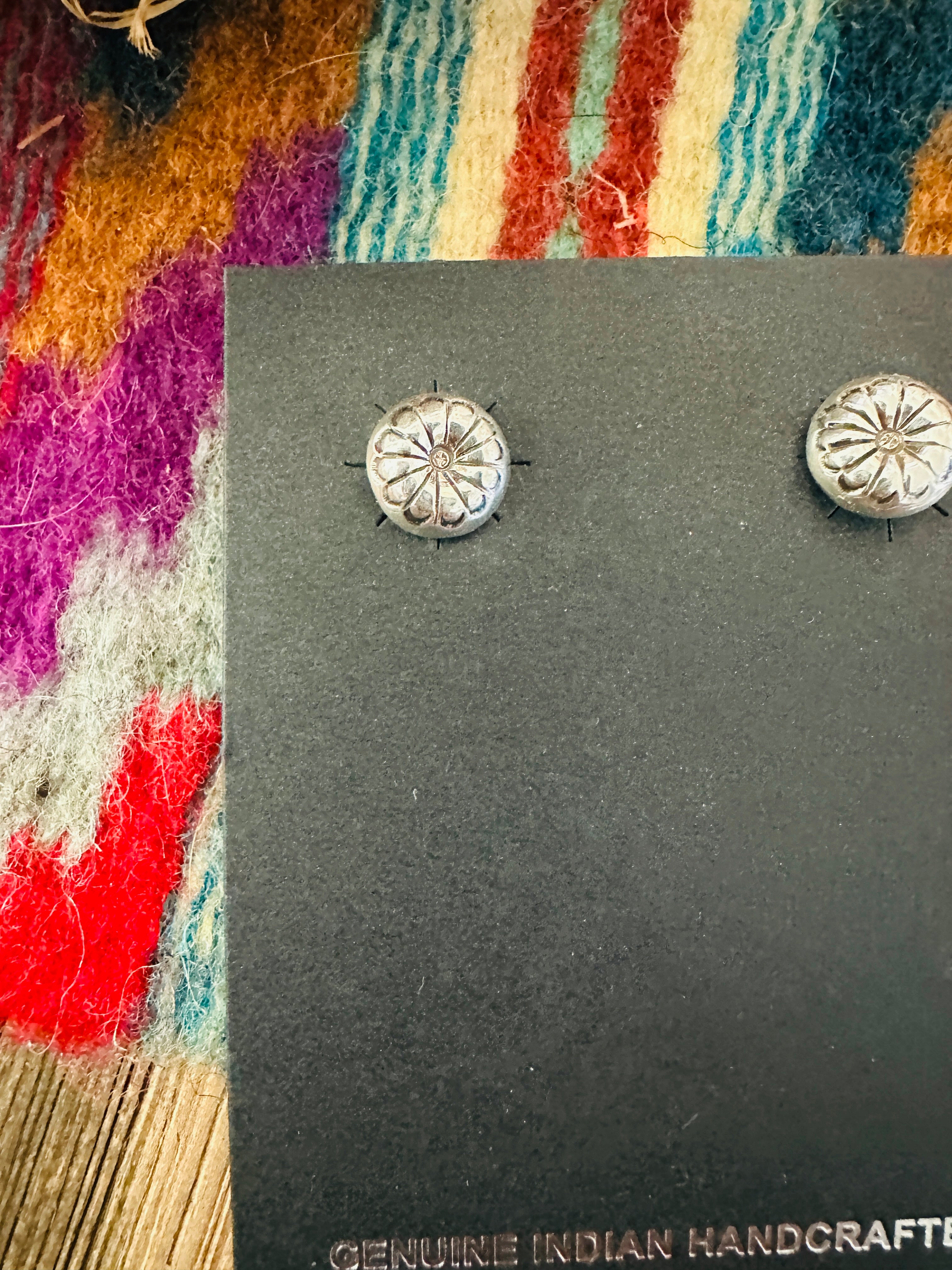Handcrafted Sterling Silver Concho Stud Earrings