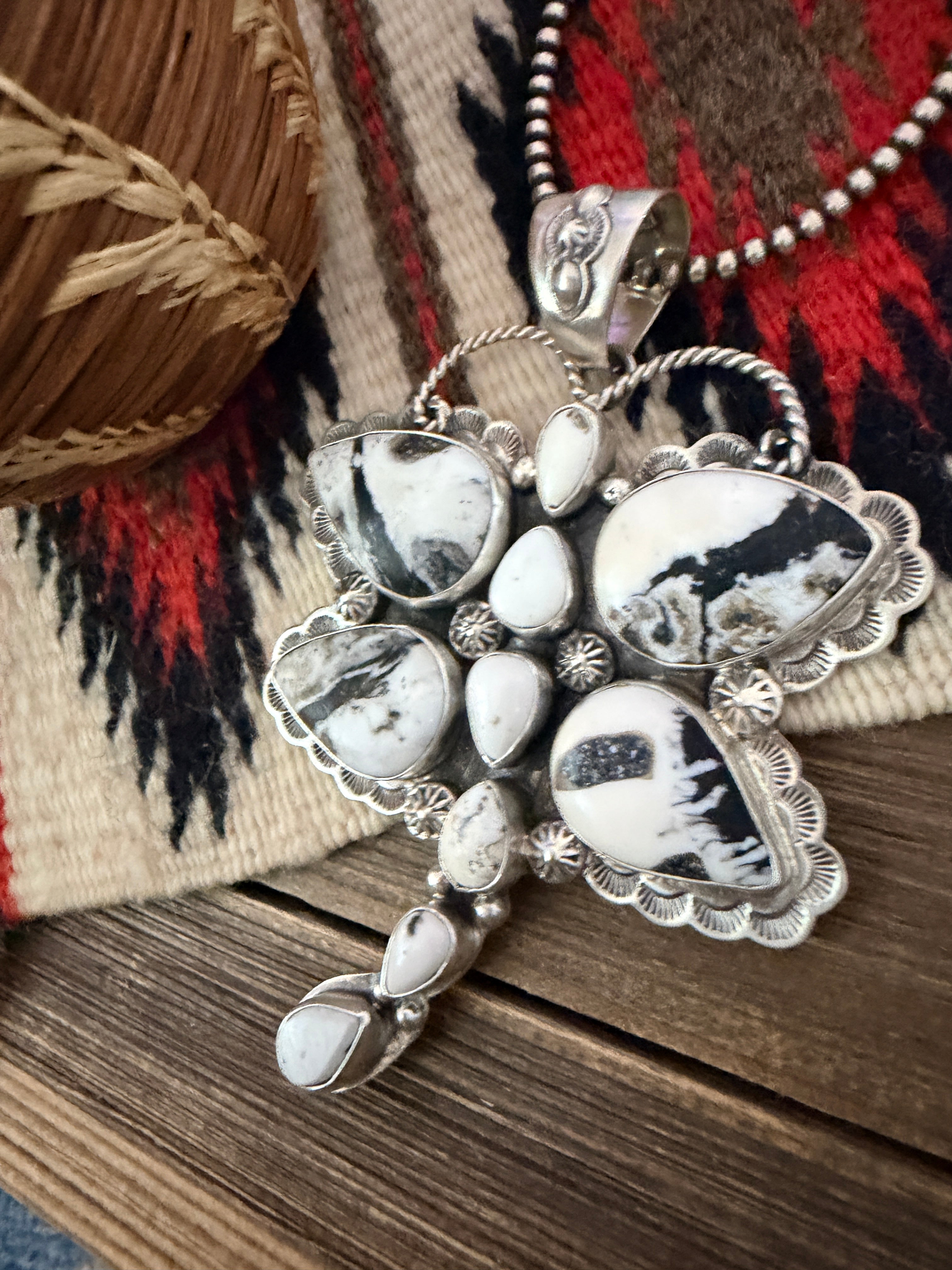 Handcrafted Sterling Silver & White Buffalo Dragonfly Pendant by Alice McShirley