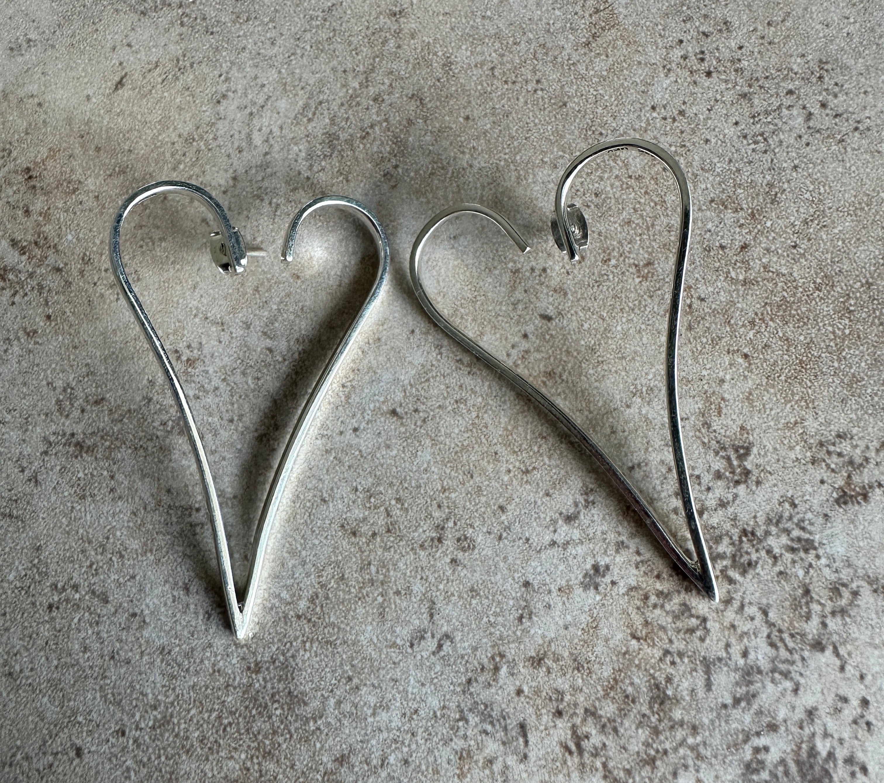Freeform Heart Sterling Silver Earrings