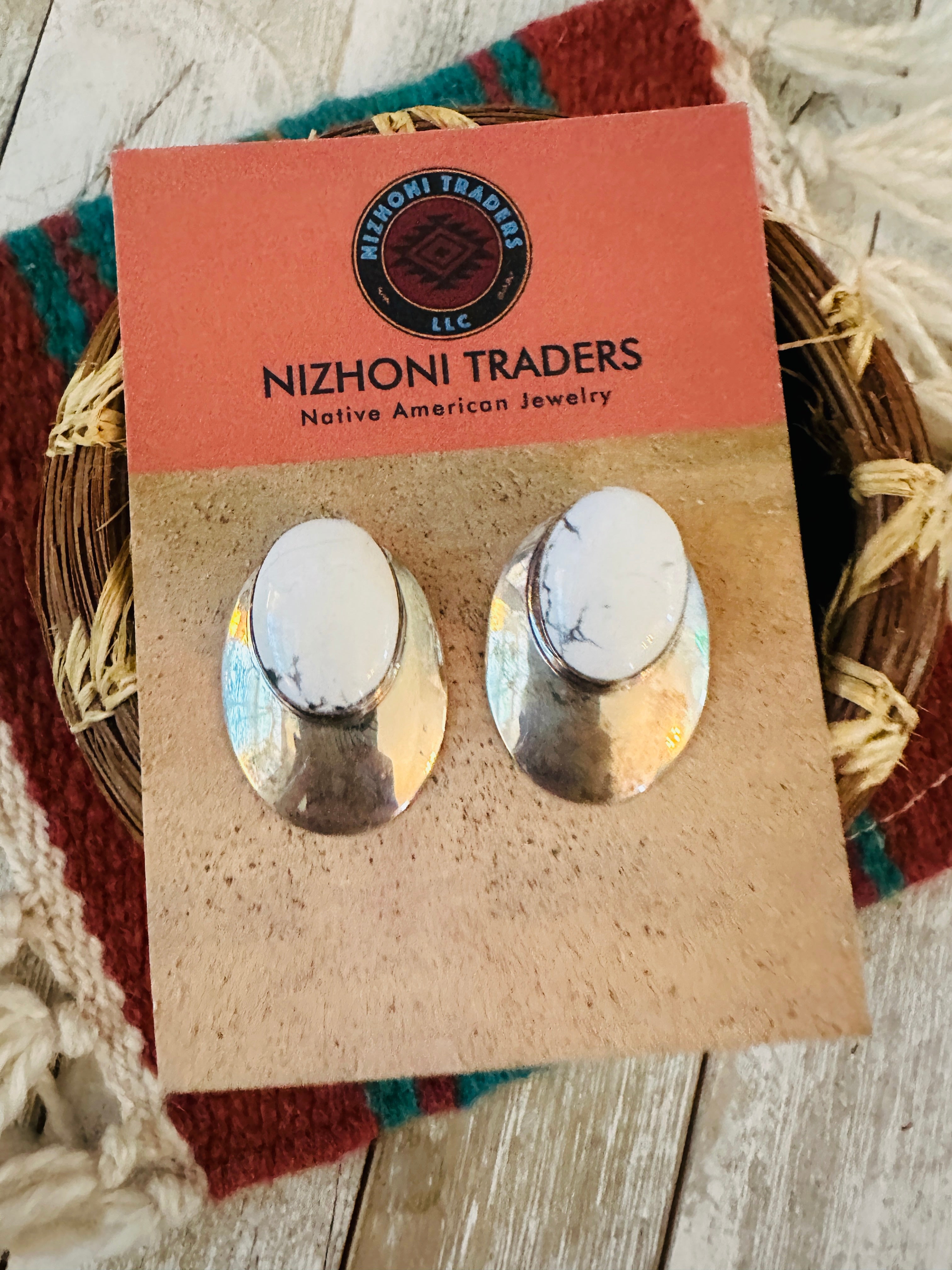 Handcrafted Howlite & Sterling Silver Post Earrings