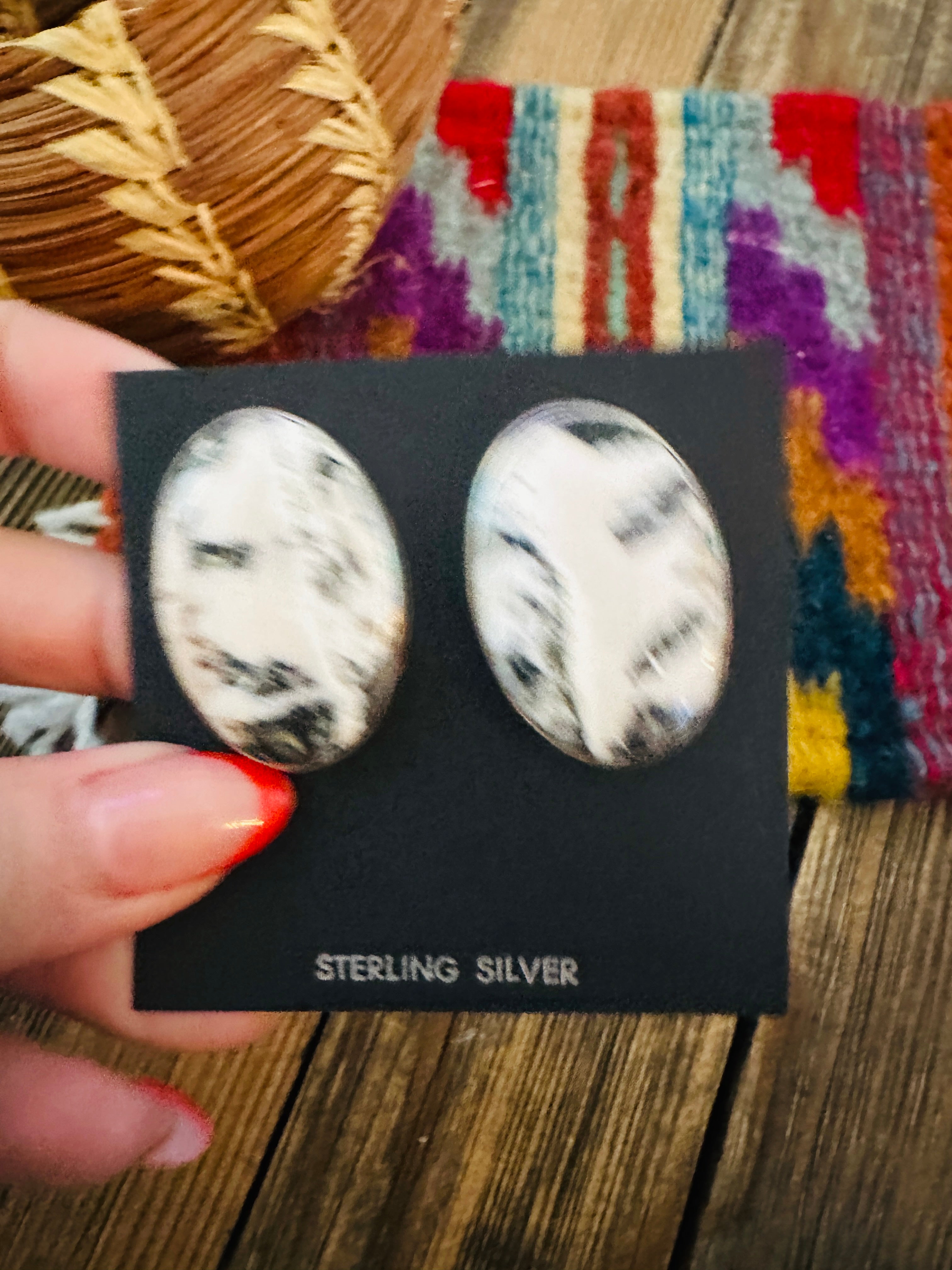 Handcrafted White Buffalo & Sterling Silver Post Earrings