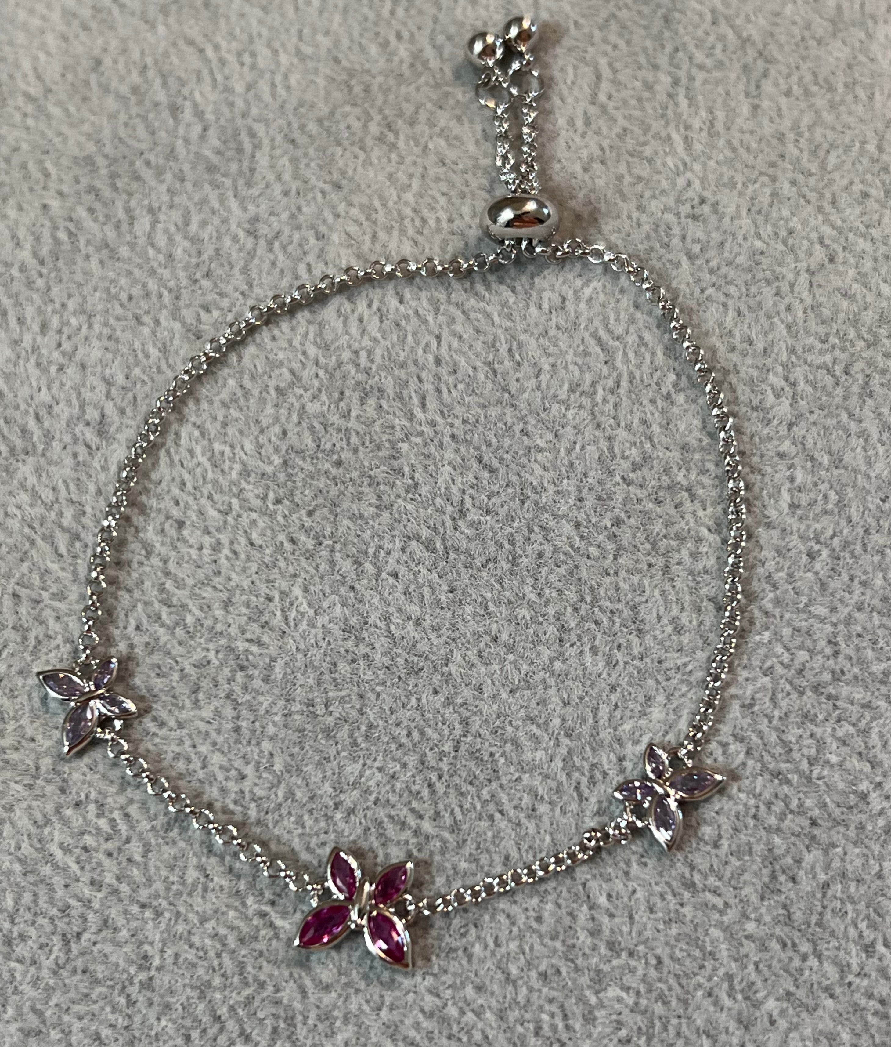 Caria CZ Butterfly Brass Bolo Bracelet