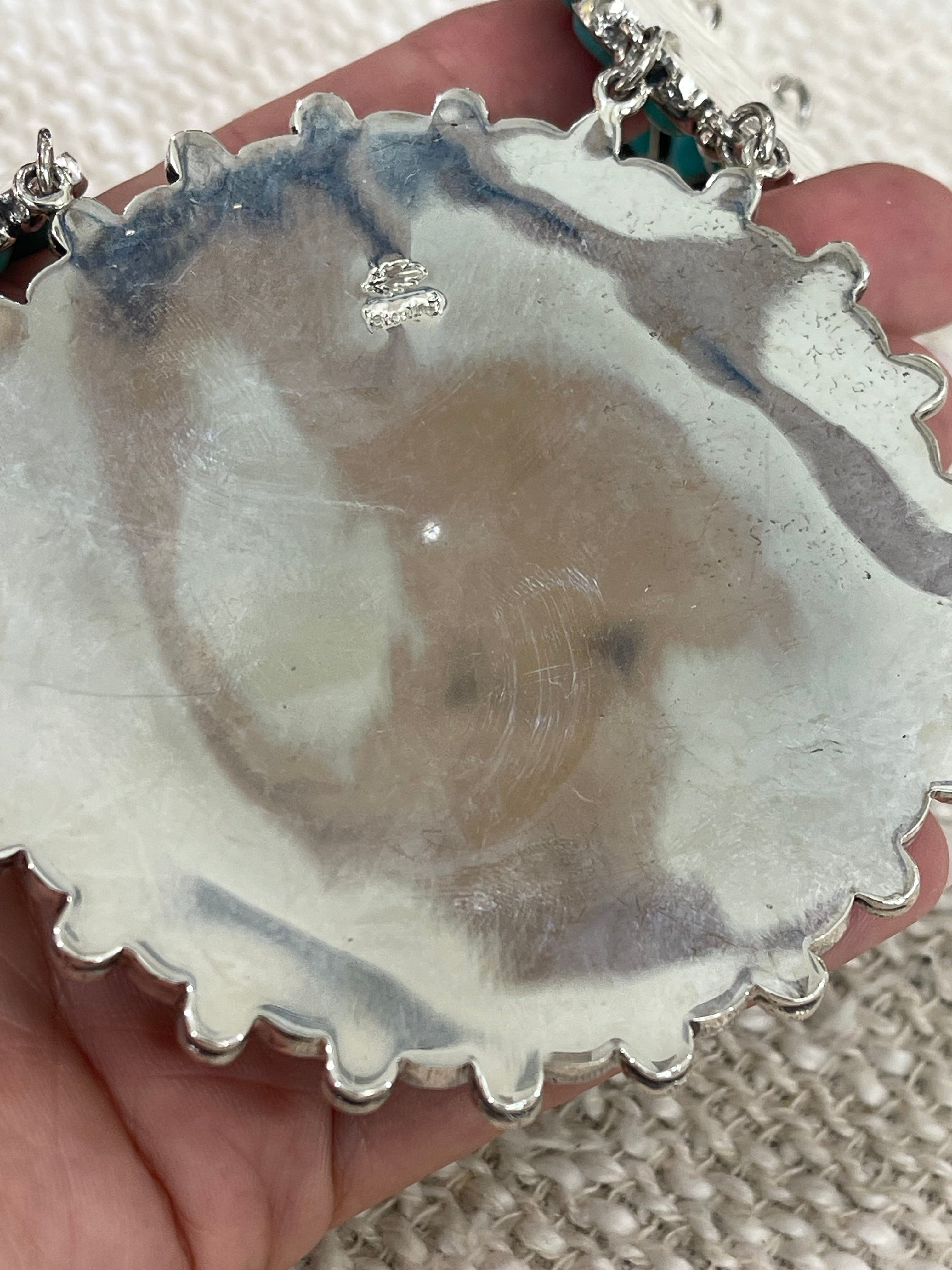 Gorgeous Handmade Turquoise & Sterling Silver Cluster Necklace