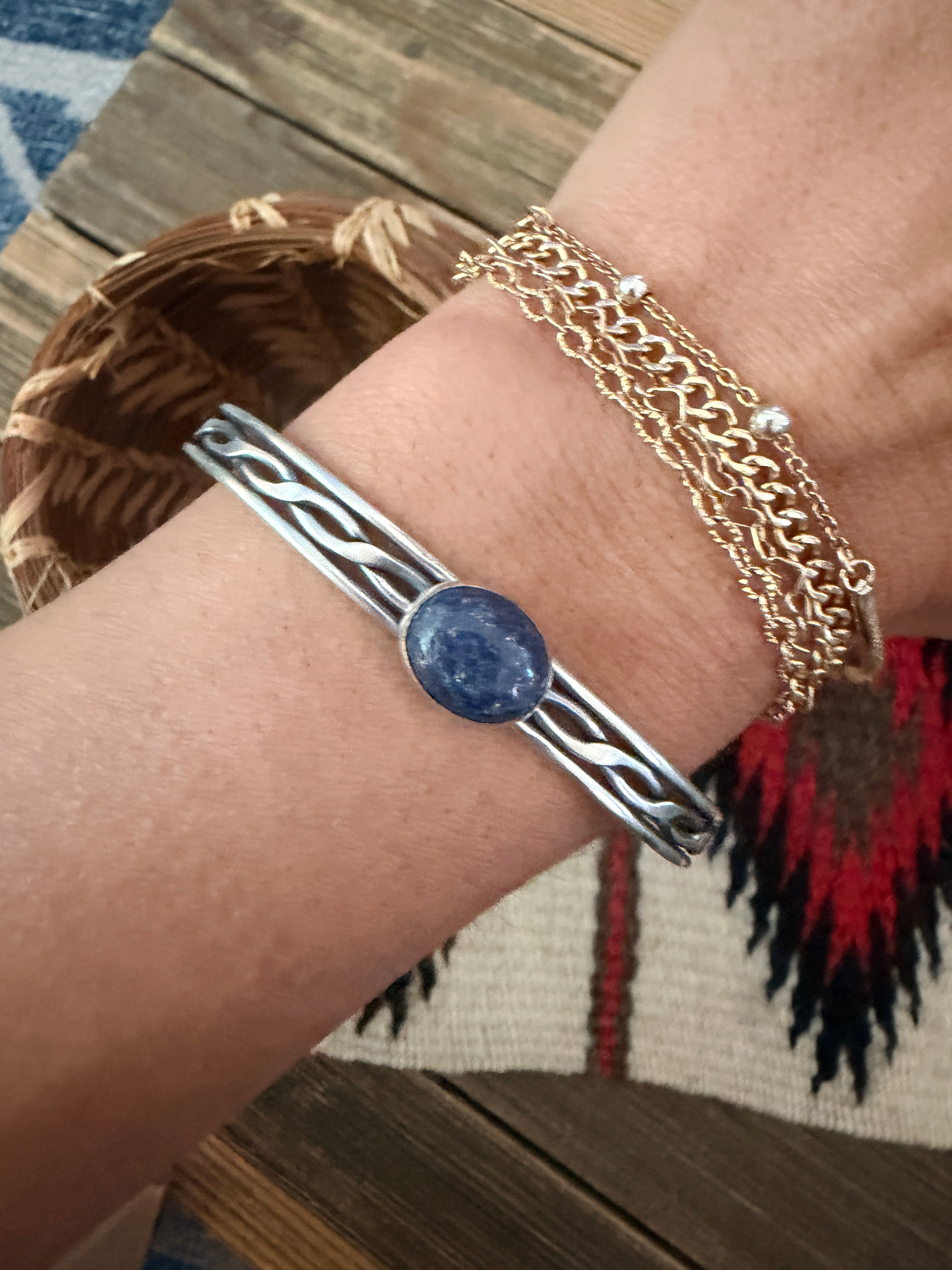 Handcrafted Lapis & Sterling Silver Cuff Bracelet