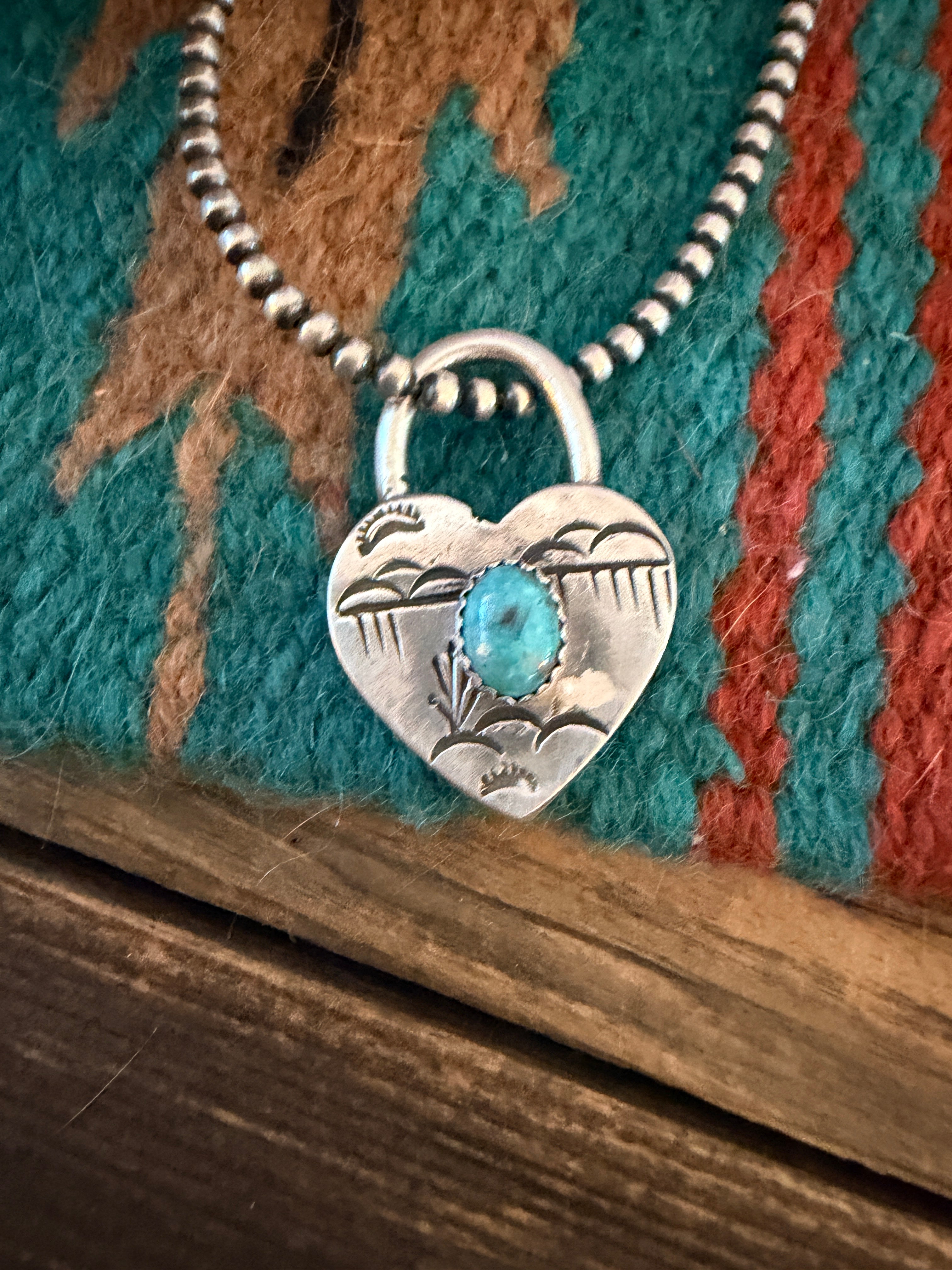 Handcrafted Sterling Silver & Turquoise Heart Locket Pendant