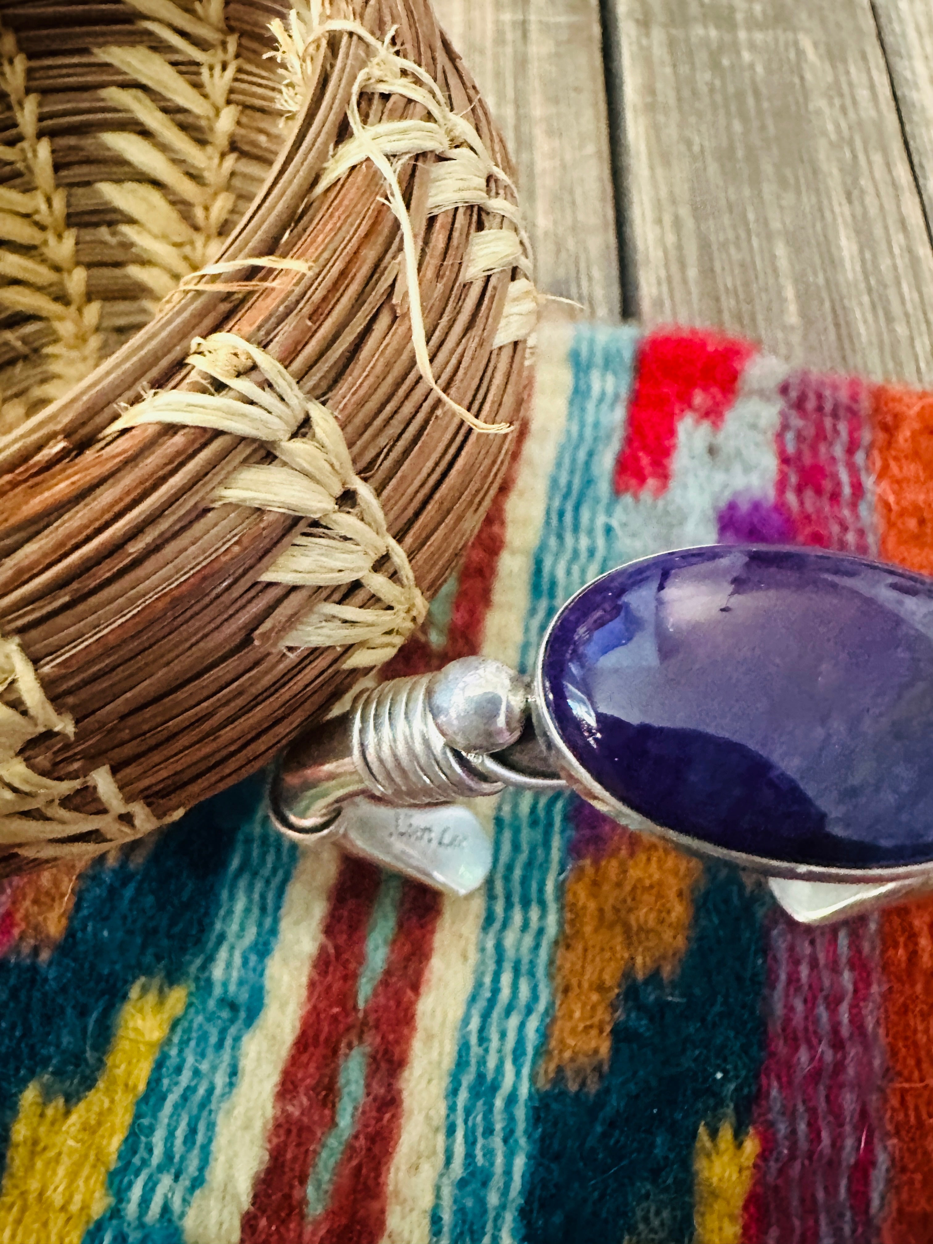 Handcrafted Sugilite & Sterling Silver Cuff Bracelet by Albert Lee