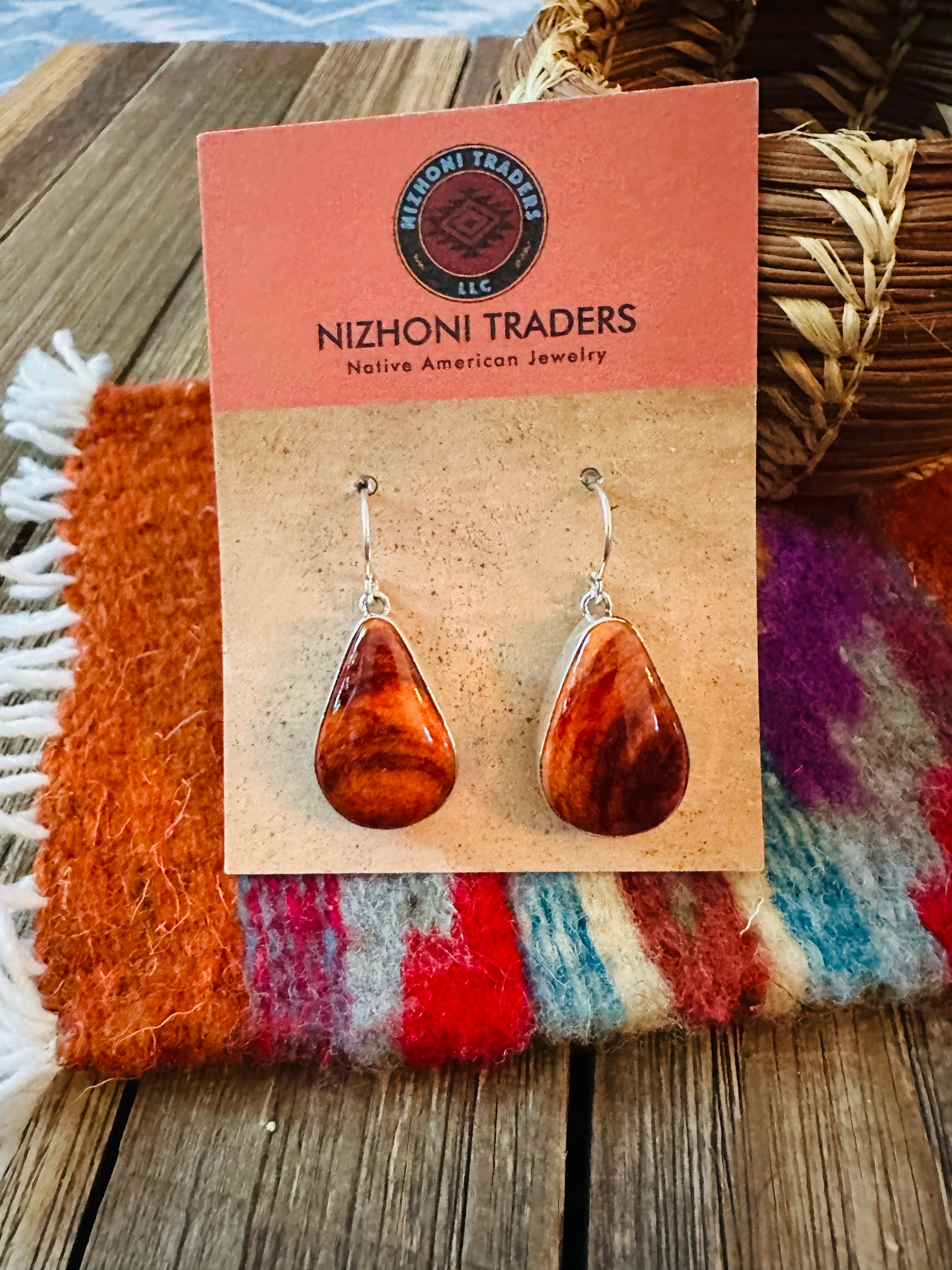 Handcrafted Spiny Oyster & Sterling Silver Dangle Earrings