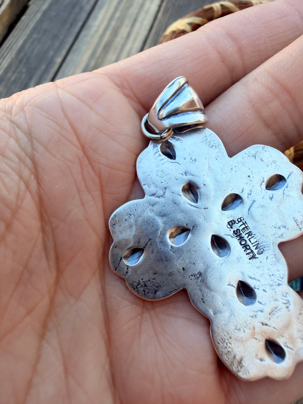 Handcrafted Sterling Silver Cross Pendant by Benson Shorty