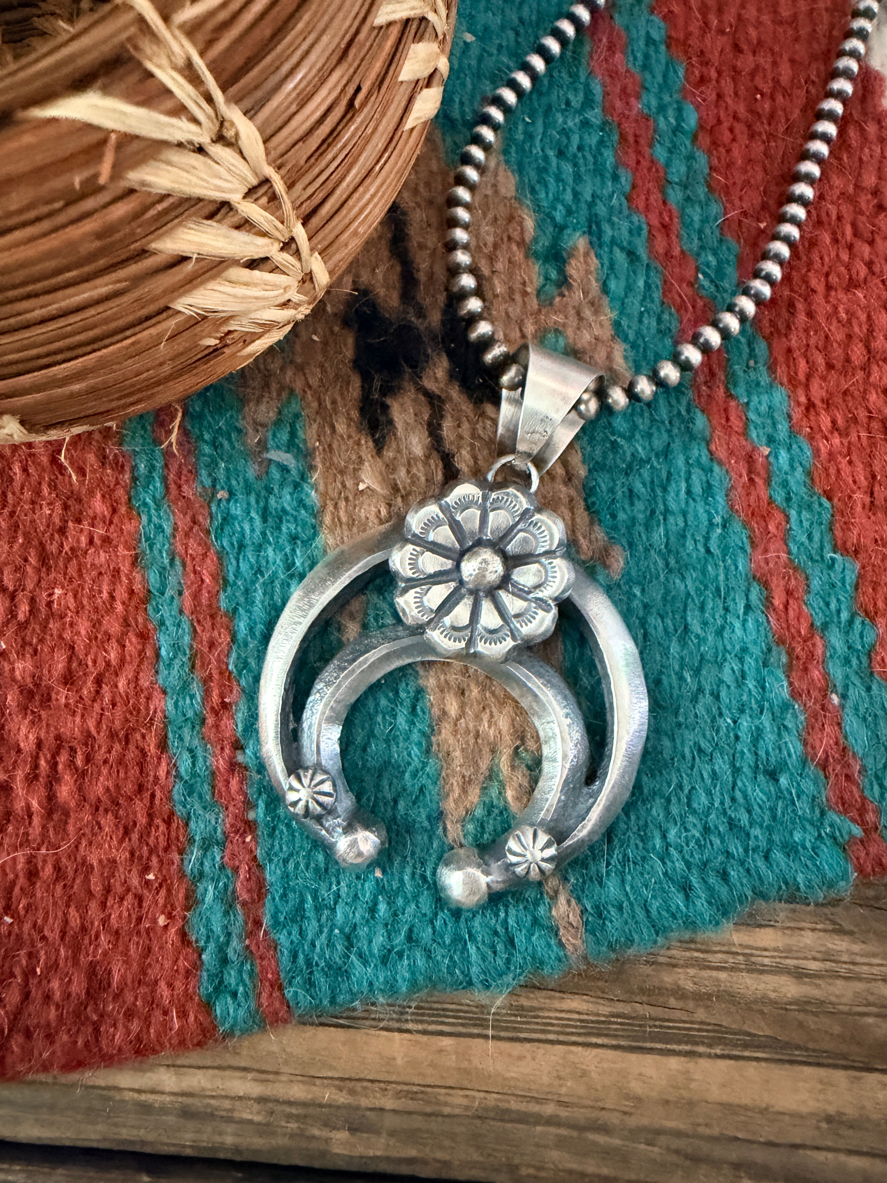 Handcrafted Sterling Silver Flower Naja Pendant by Chimney Butte
