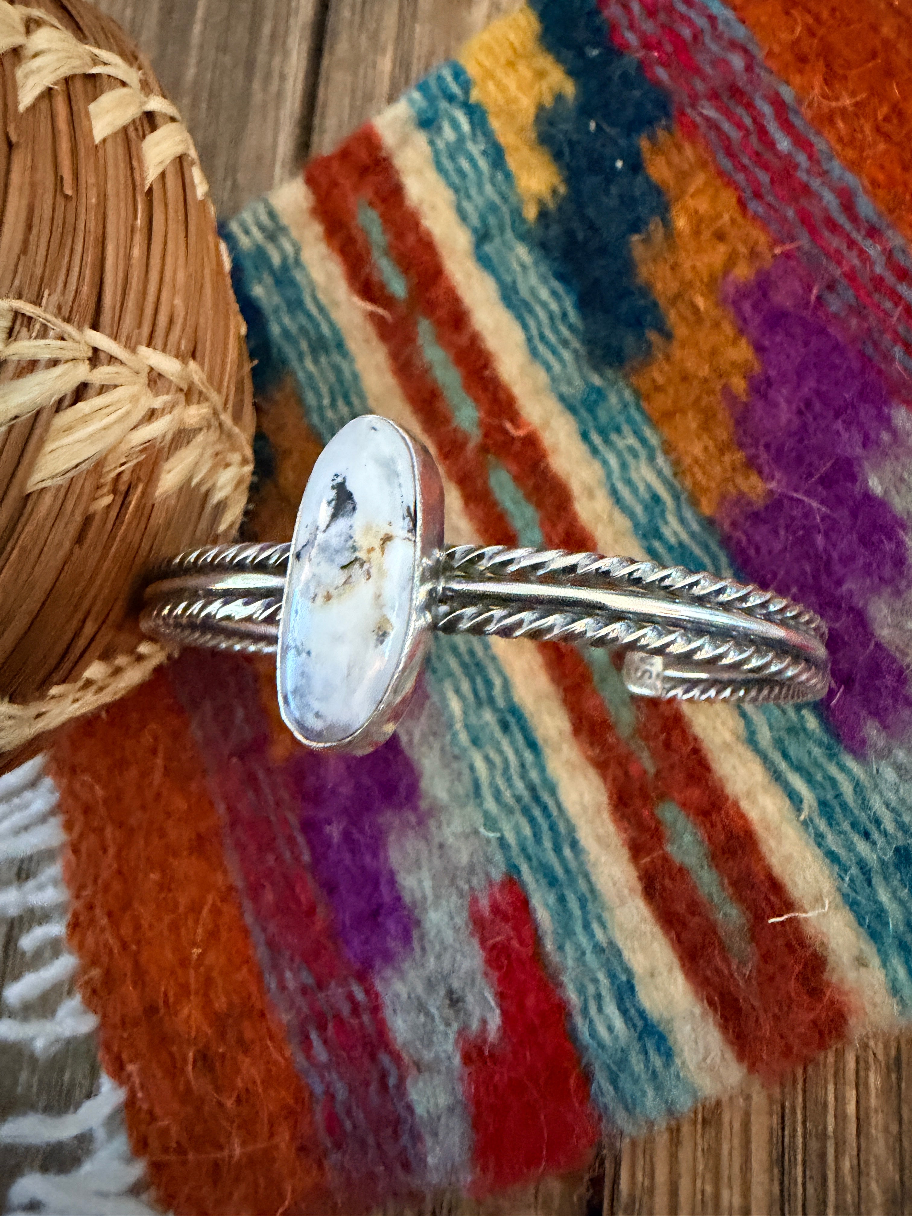 Handcrafted White Buffalo & Sterling Silver Cuff Bracelet