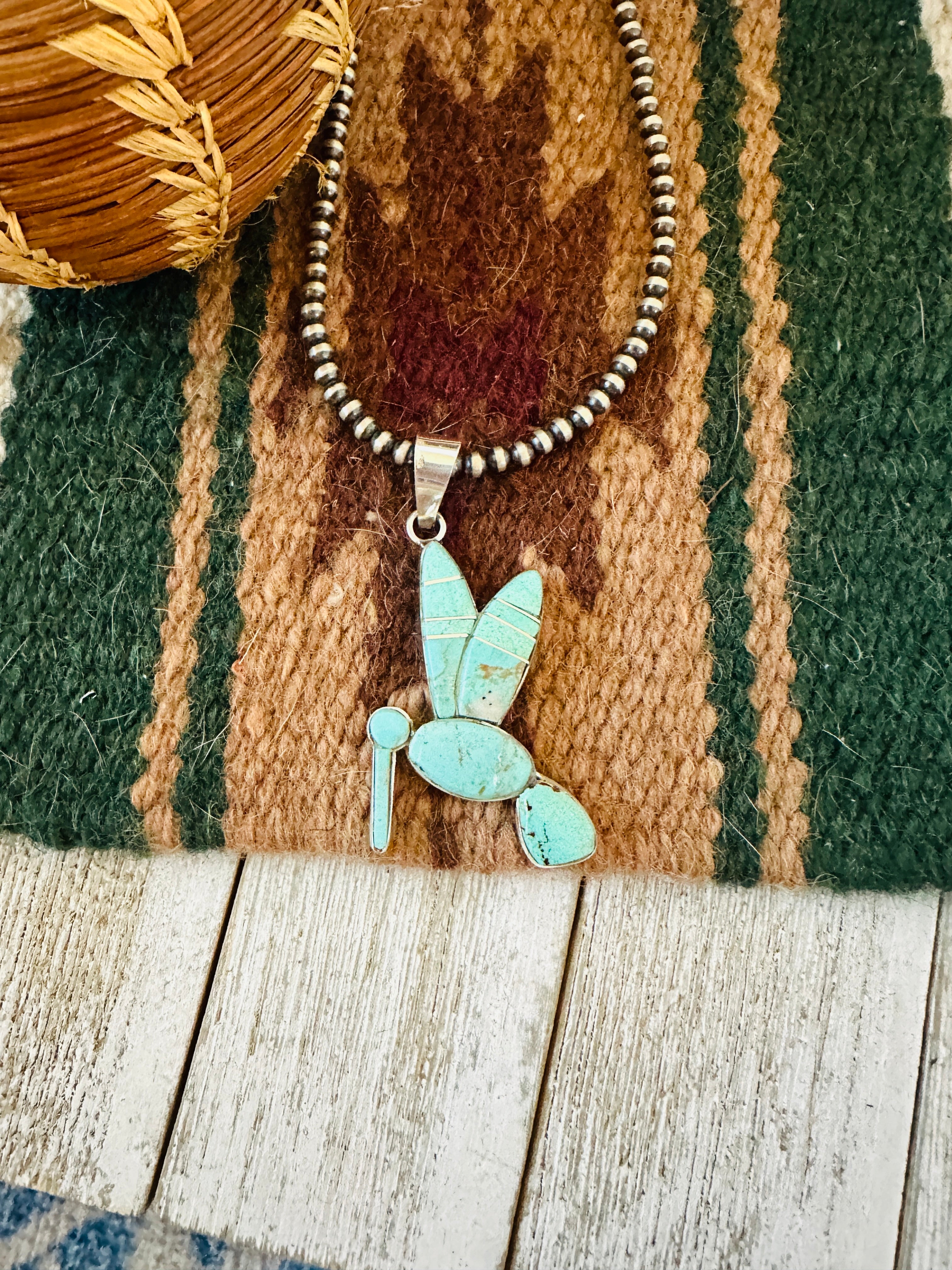 Handcrafted Sterling Silver & Turquoise Inlay Dragonfly Pendant