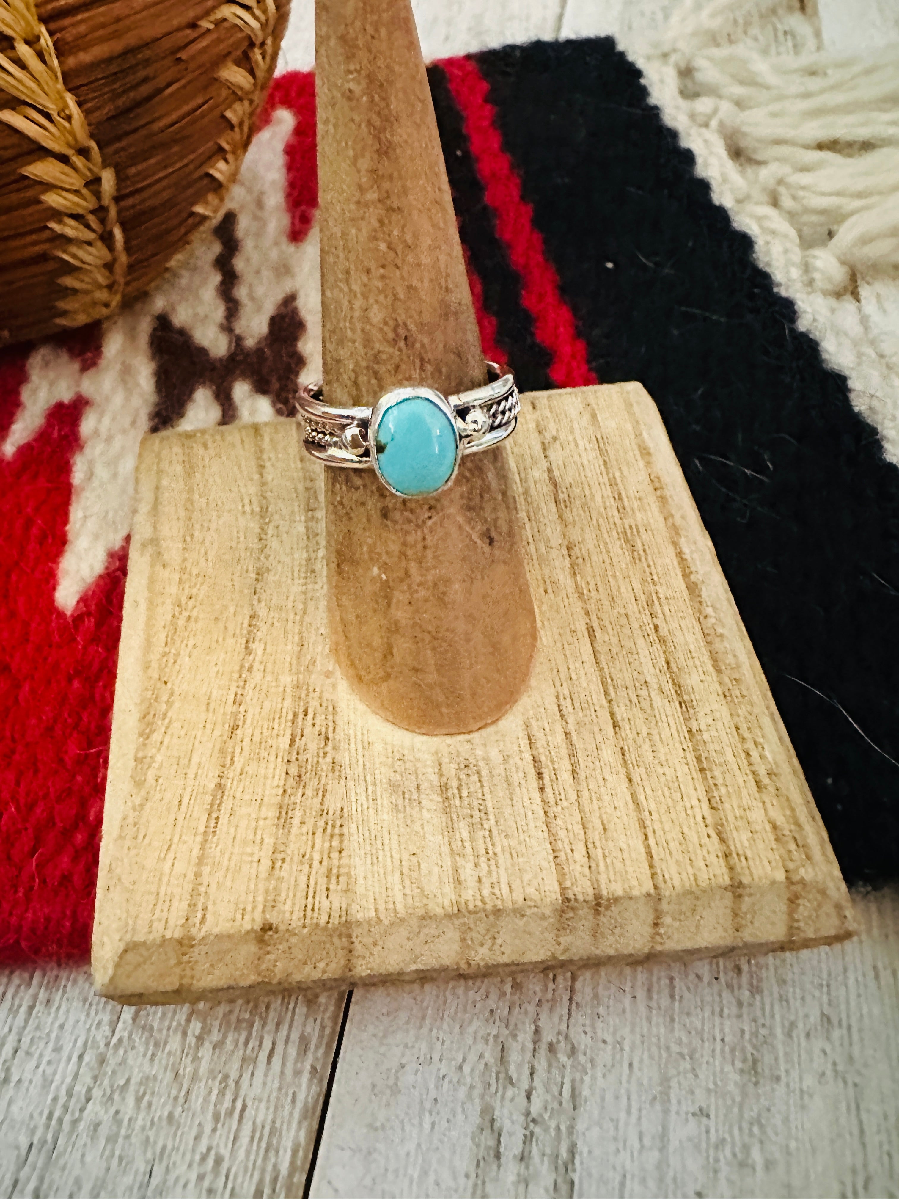 Navajo Turquoise & Sterling Silver Ring Size 5.5