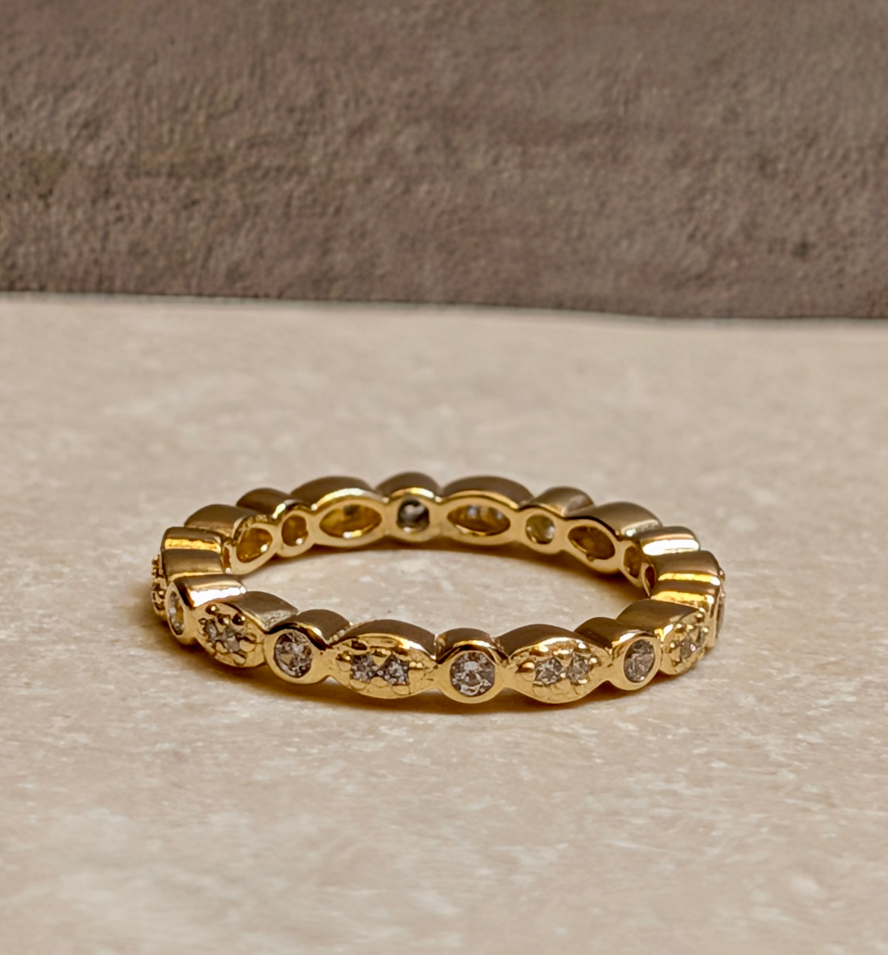 14m Gd CZ Bezel Band Ring