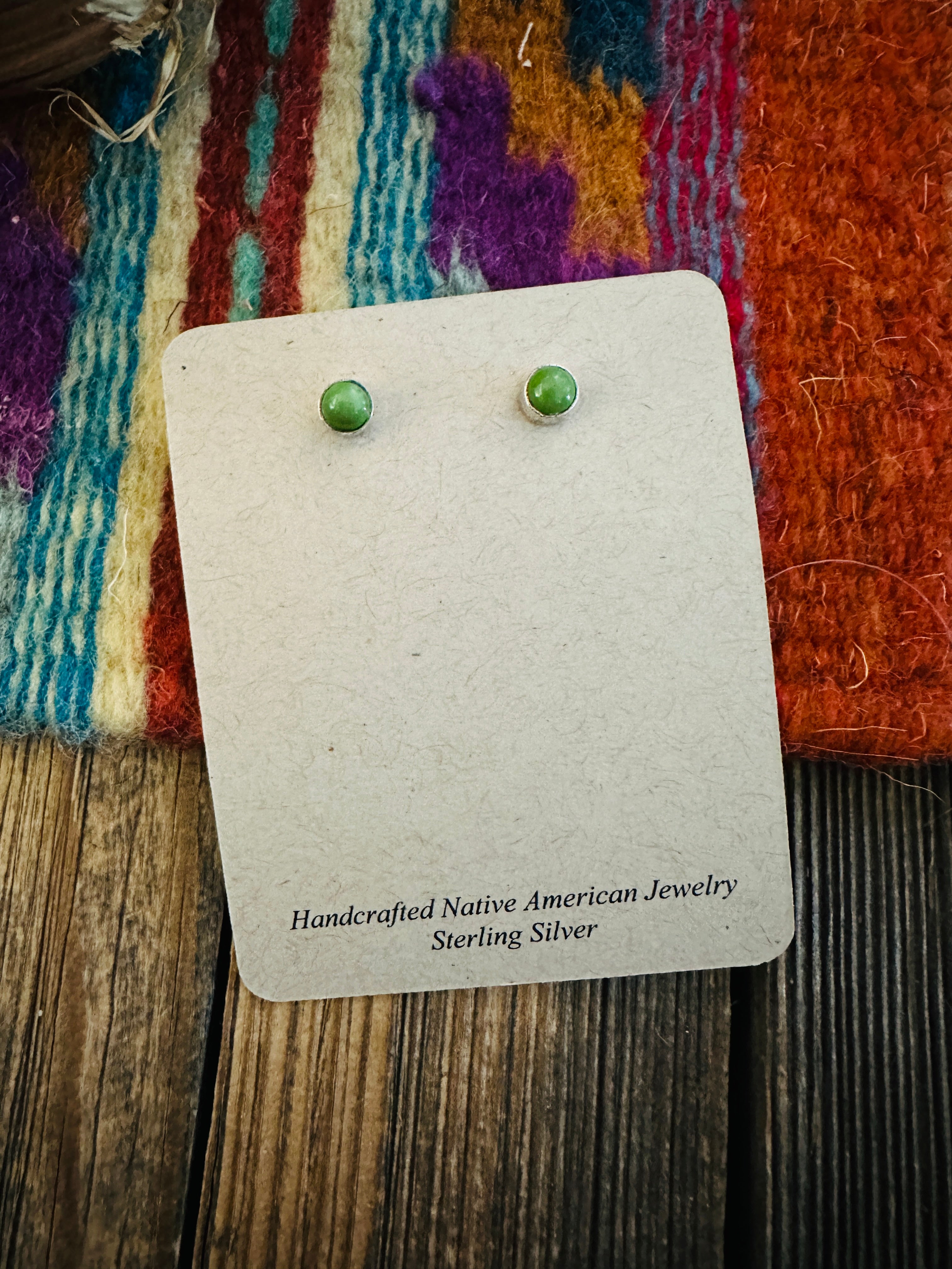 Handcrafted Sonoran Gold Turquoise & Sterling Silver Stud Earrings