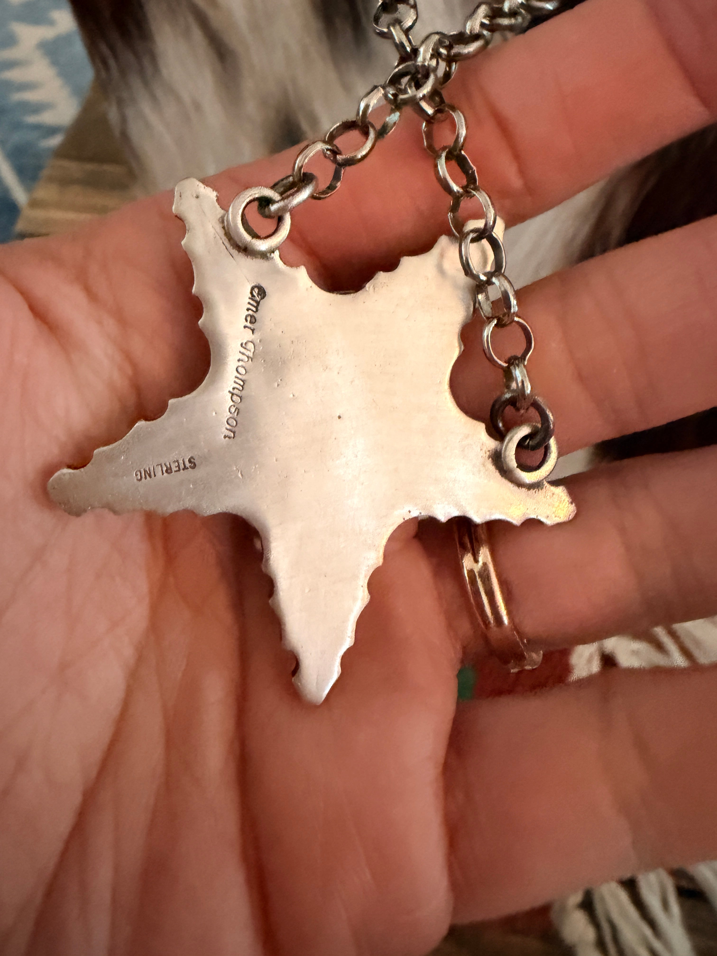 Handcrafted Golden Hills Turquoise & Sterling Silver Star Necklace by Emer Thompson