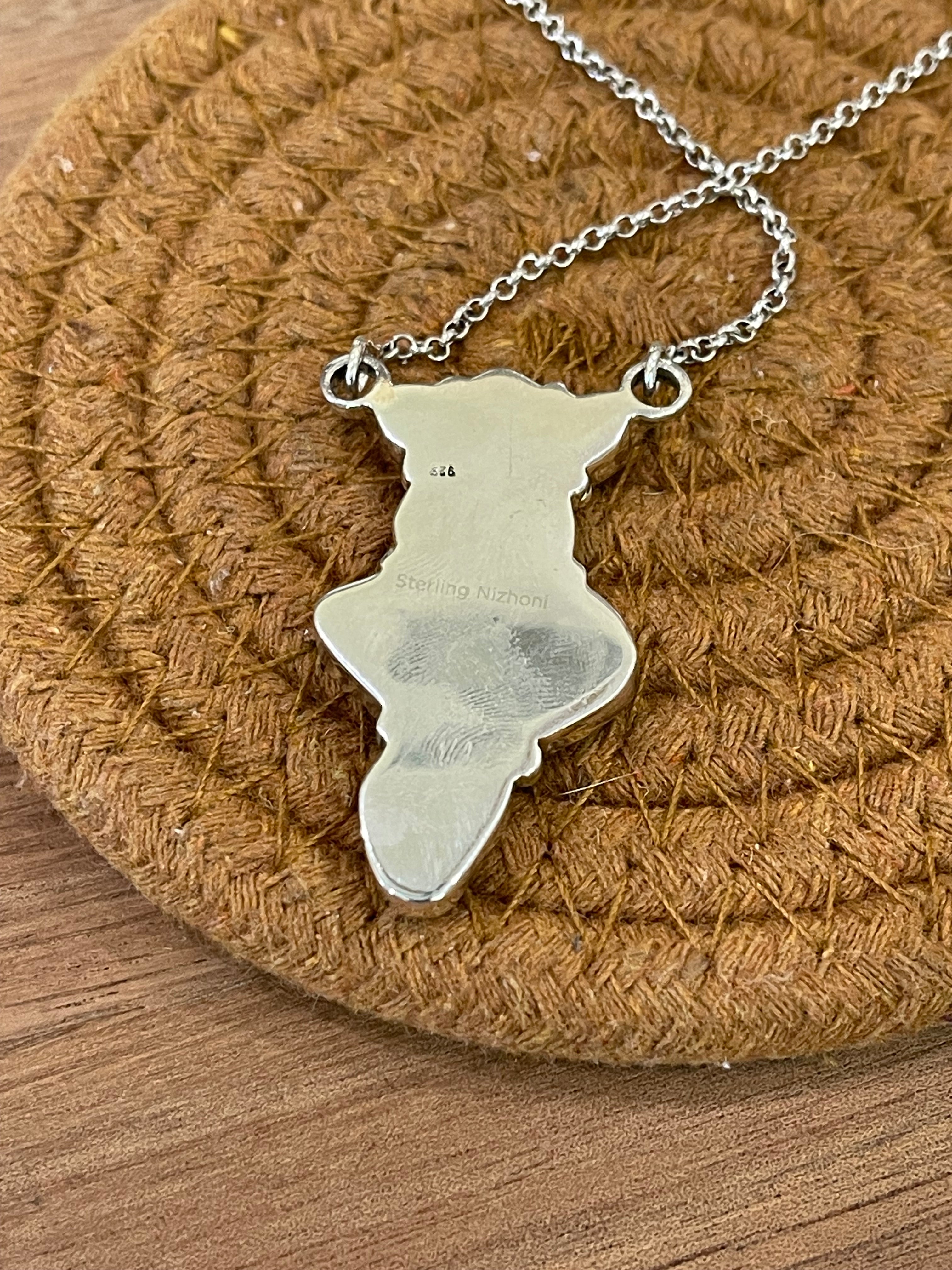 Handmade Sterling Silver, Golden Hills Turquoise & Coral Necklace Signed Nizhoni