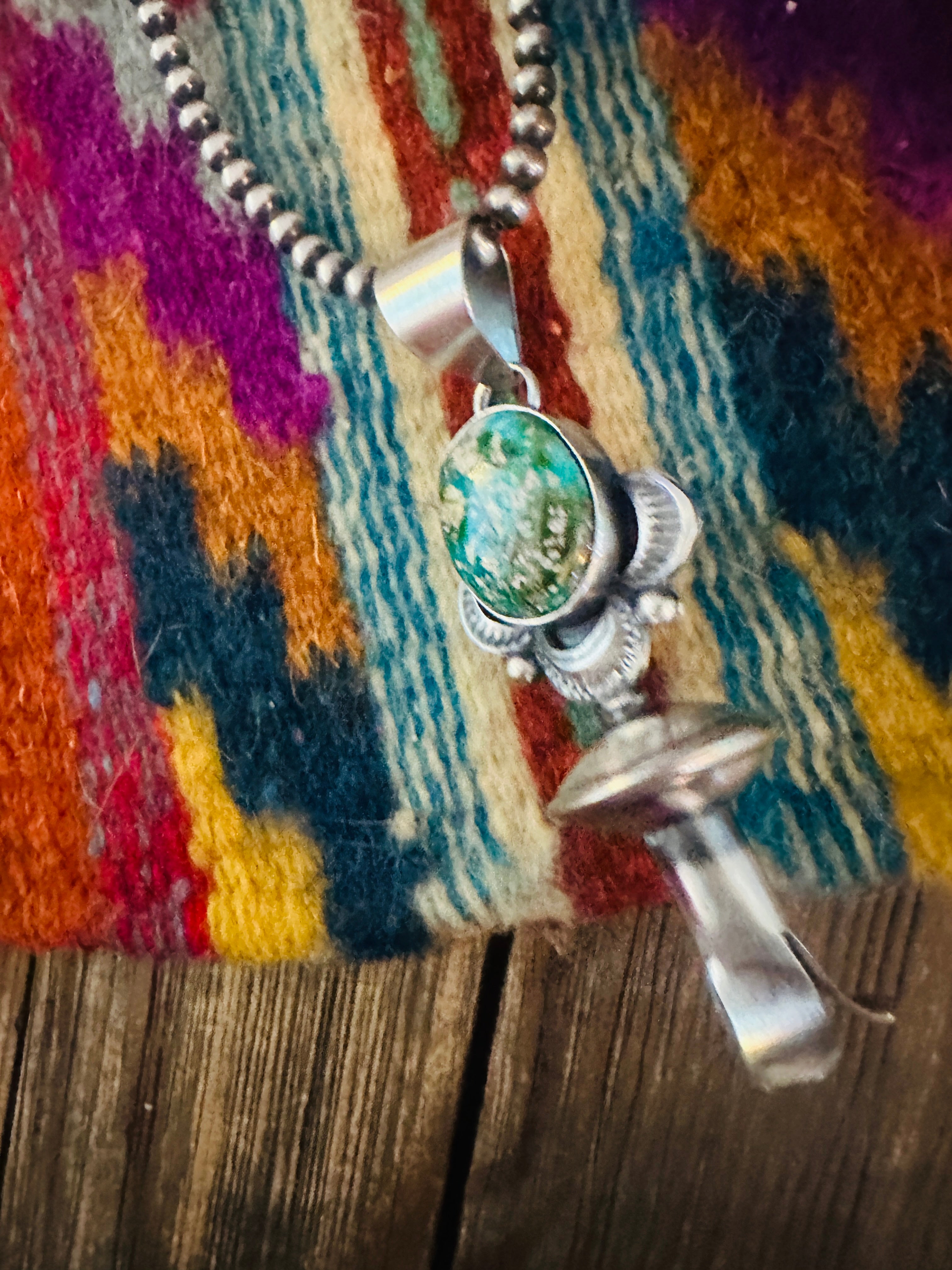 Handcrafted Sterling Silver & Sonoran Mountain Turquoise Blossom Pendant