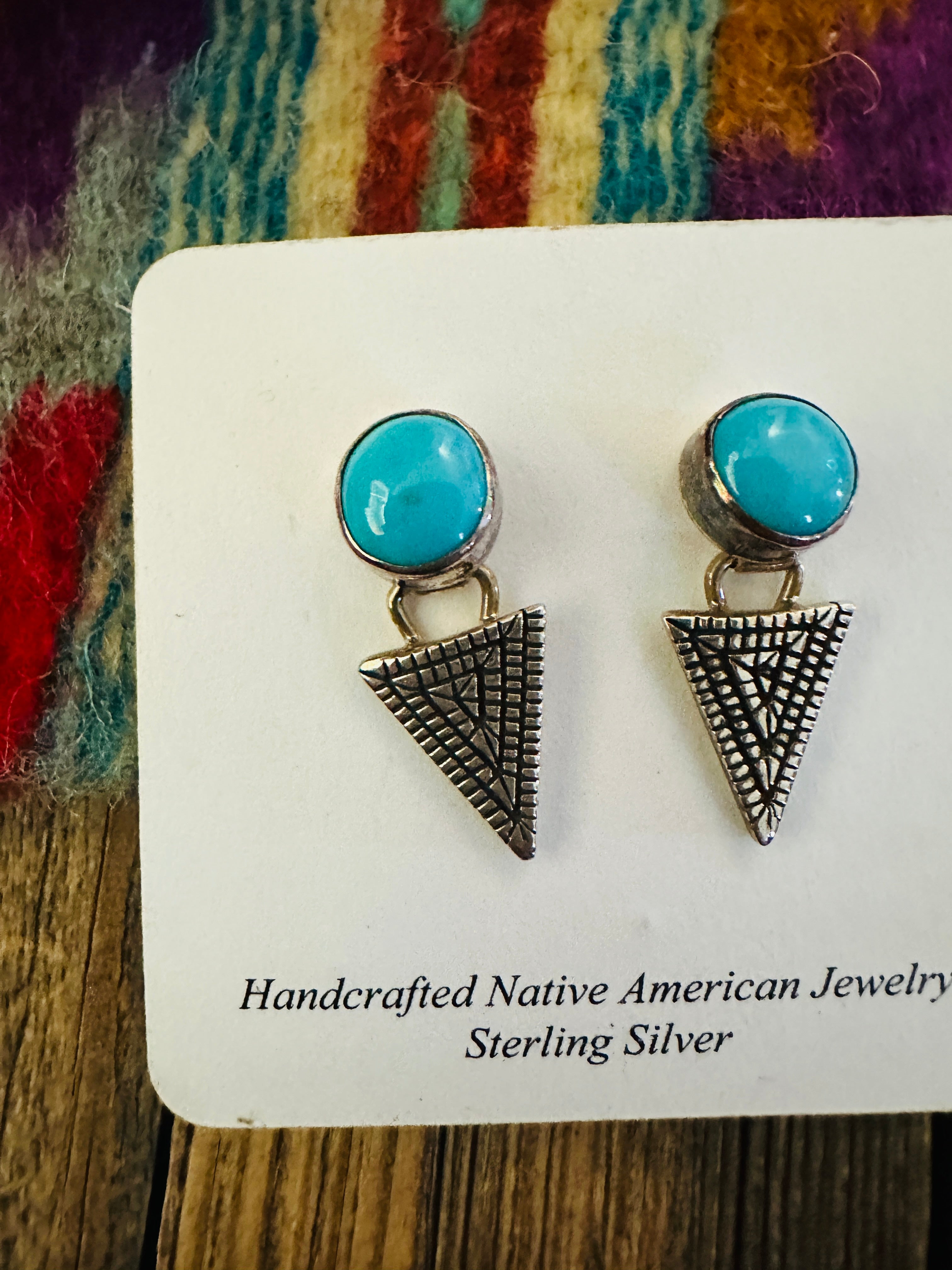 Handcrafted Turquoise & Sterling Silver Dangle Earrings