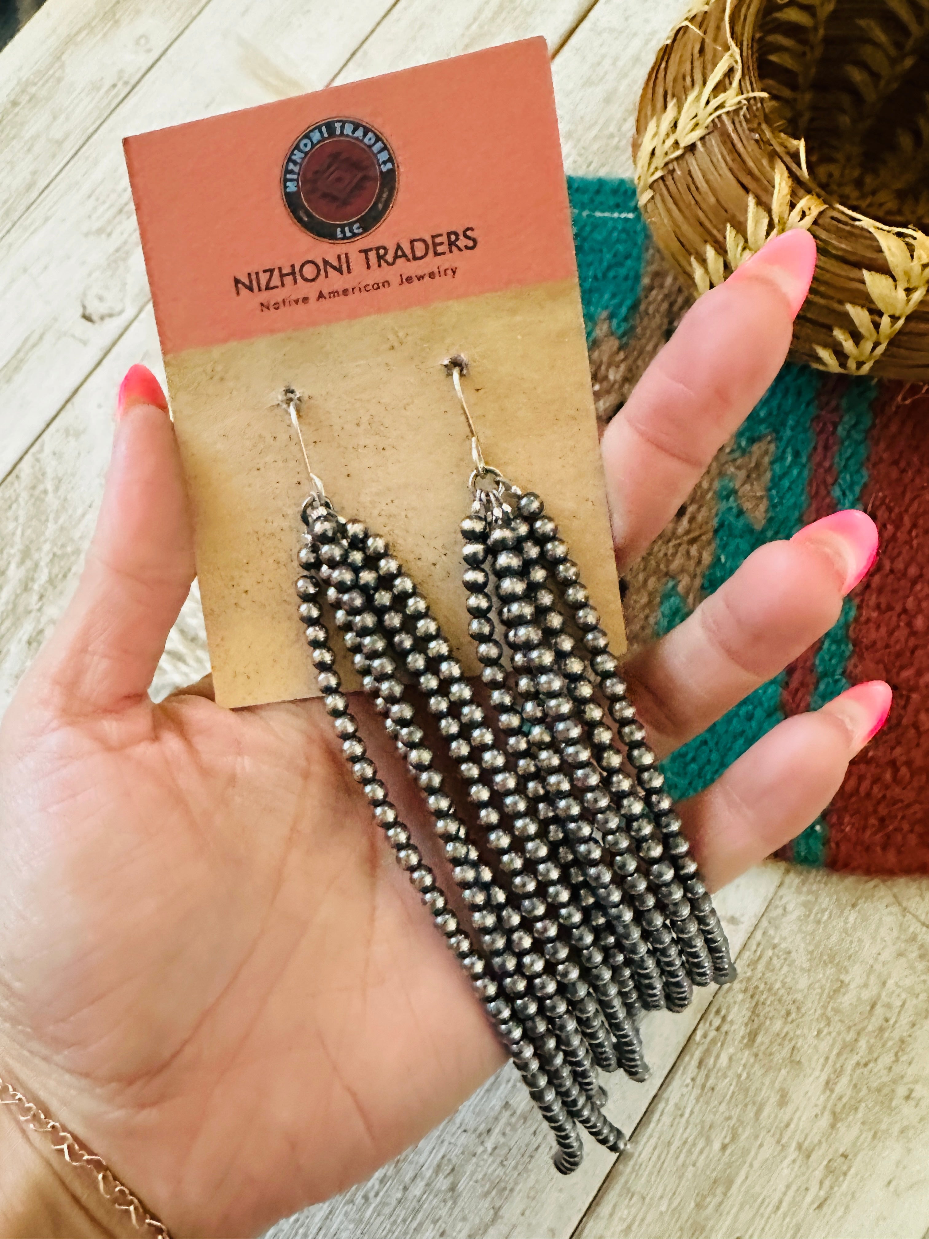 Handcrafted Sterling Silver Pearl Beaded Tassel Dangle Earrings Leslie’s favorite