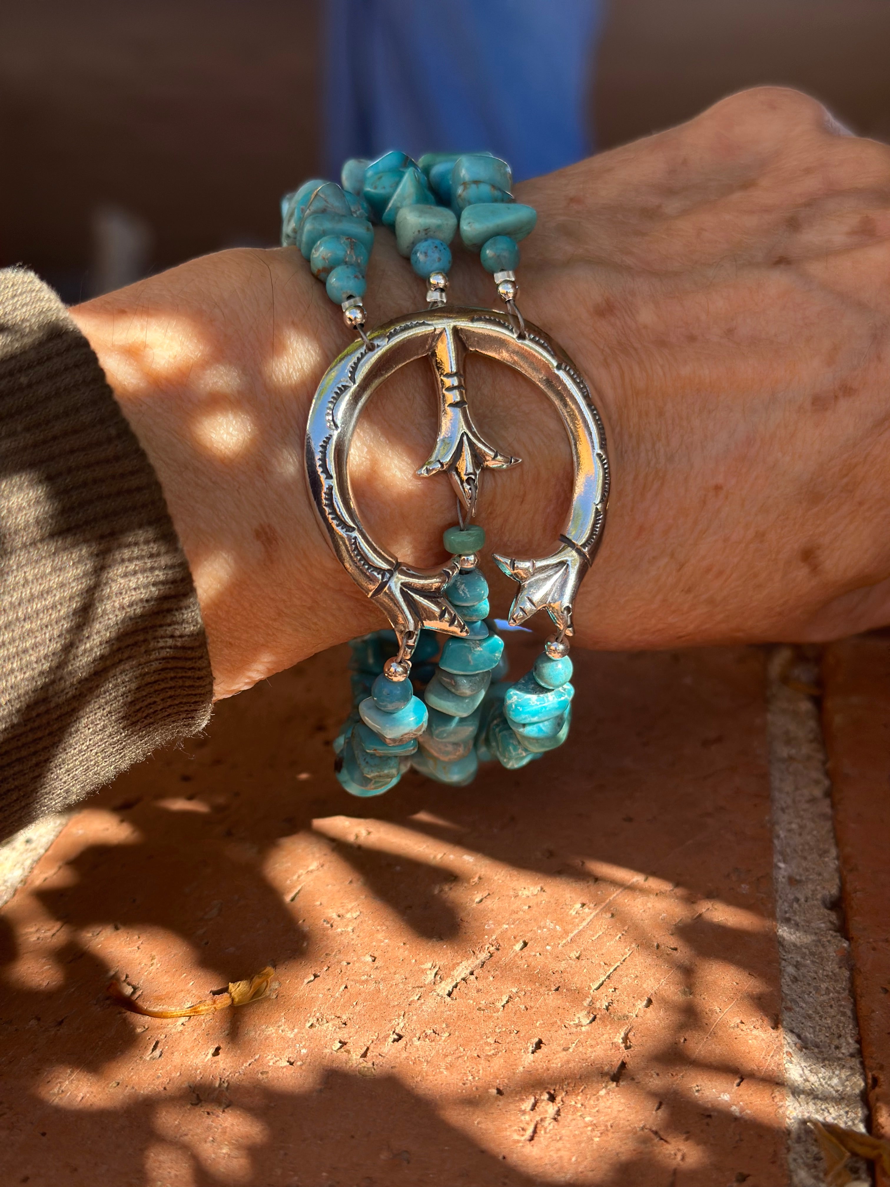 Paige Wallace Chunky Sterling Silver and Turquoise Naja Bracelet