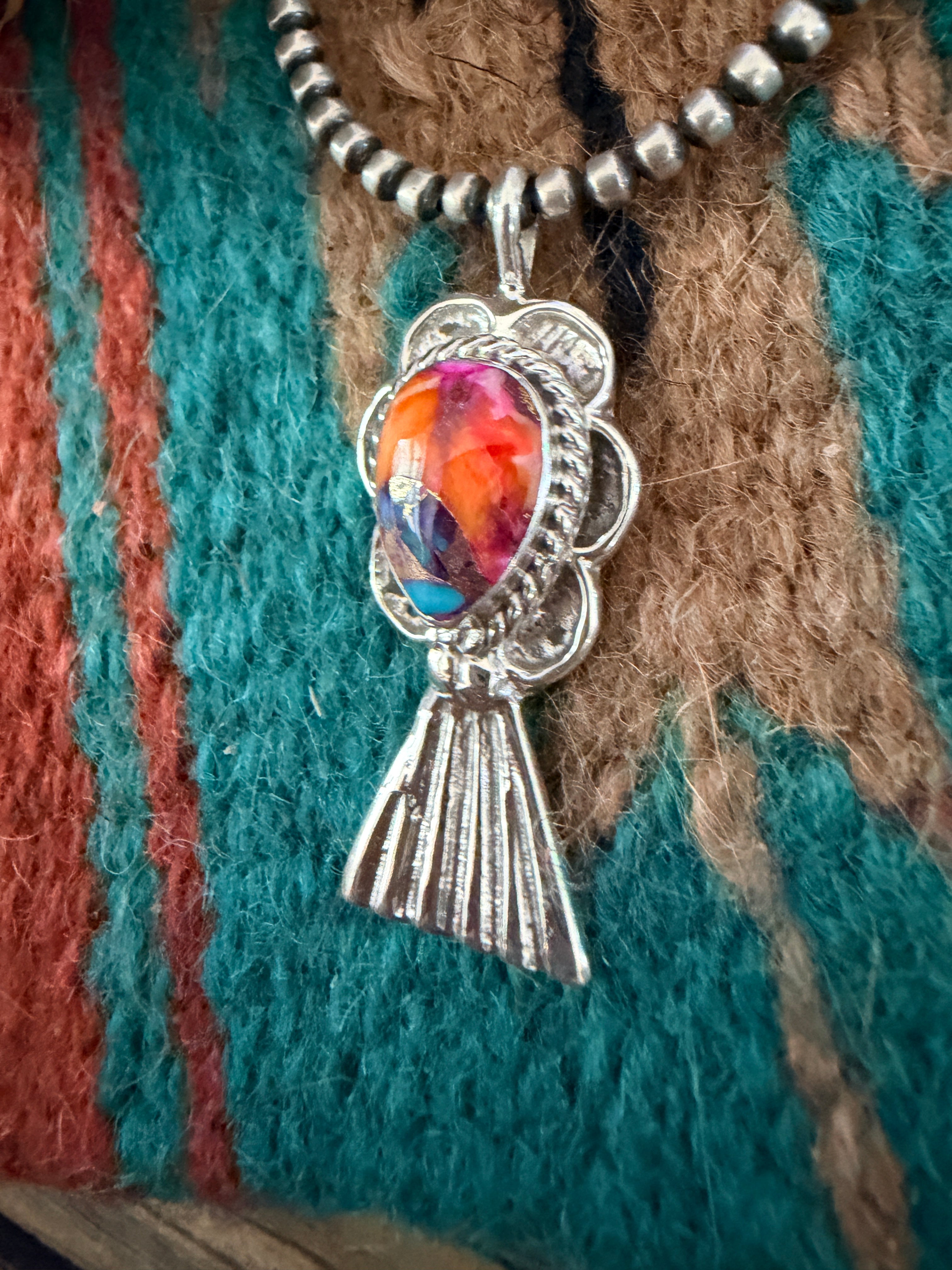 Handcrafted Sterling Silver & Pink Dream Mojave Blossom Pendant by Joseph Martinez