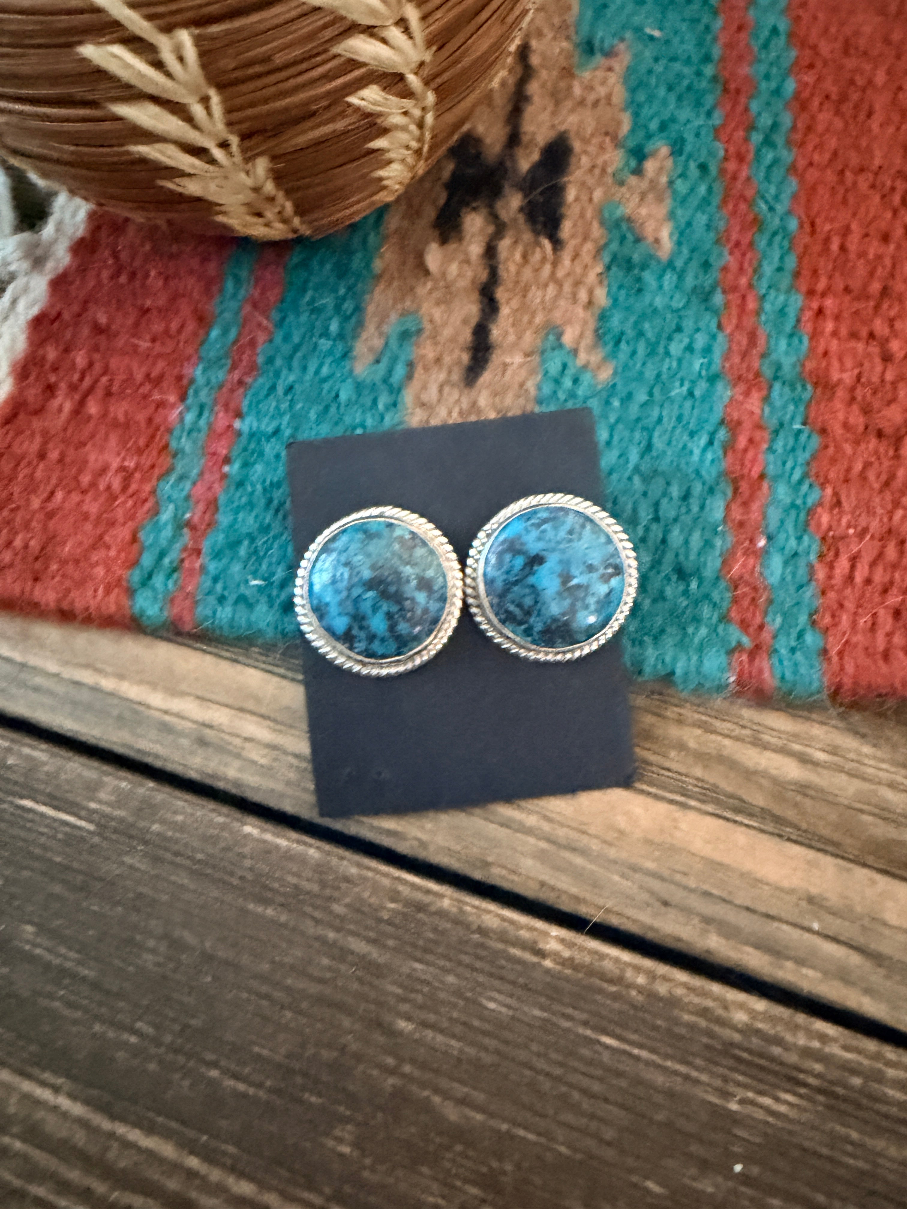 Handcrafted Turquoise & Sterling Silver Post Earrings