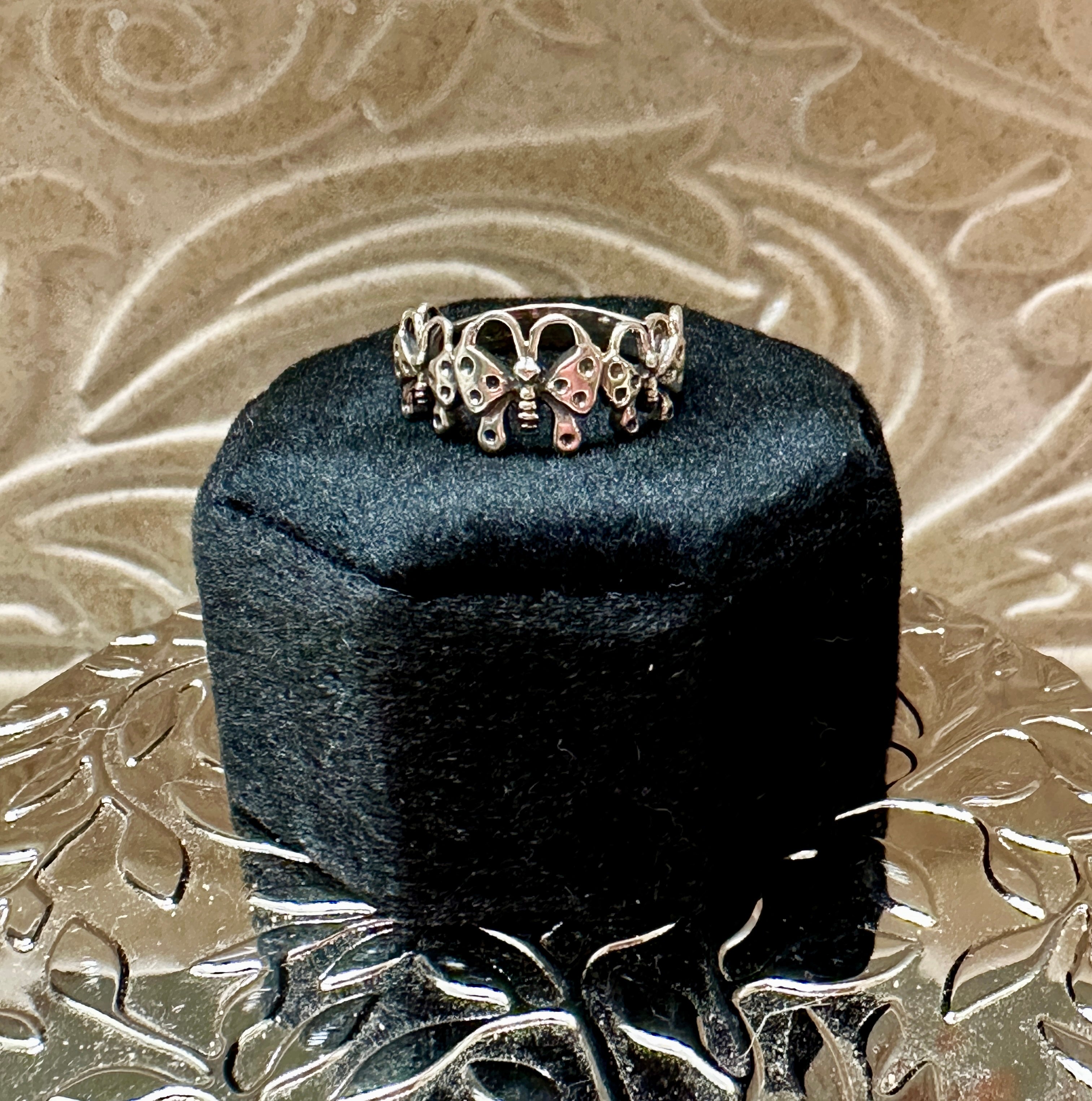 Five Butterflies Sterling Silver Ring