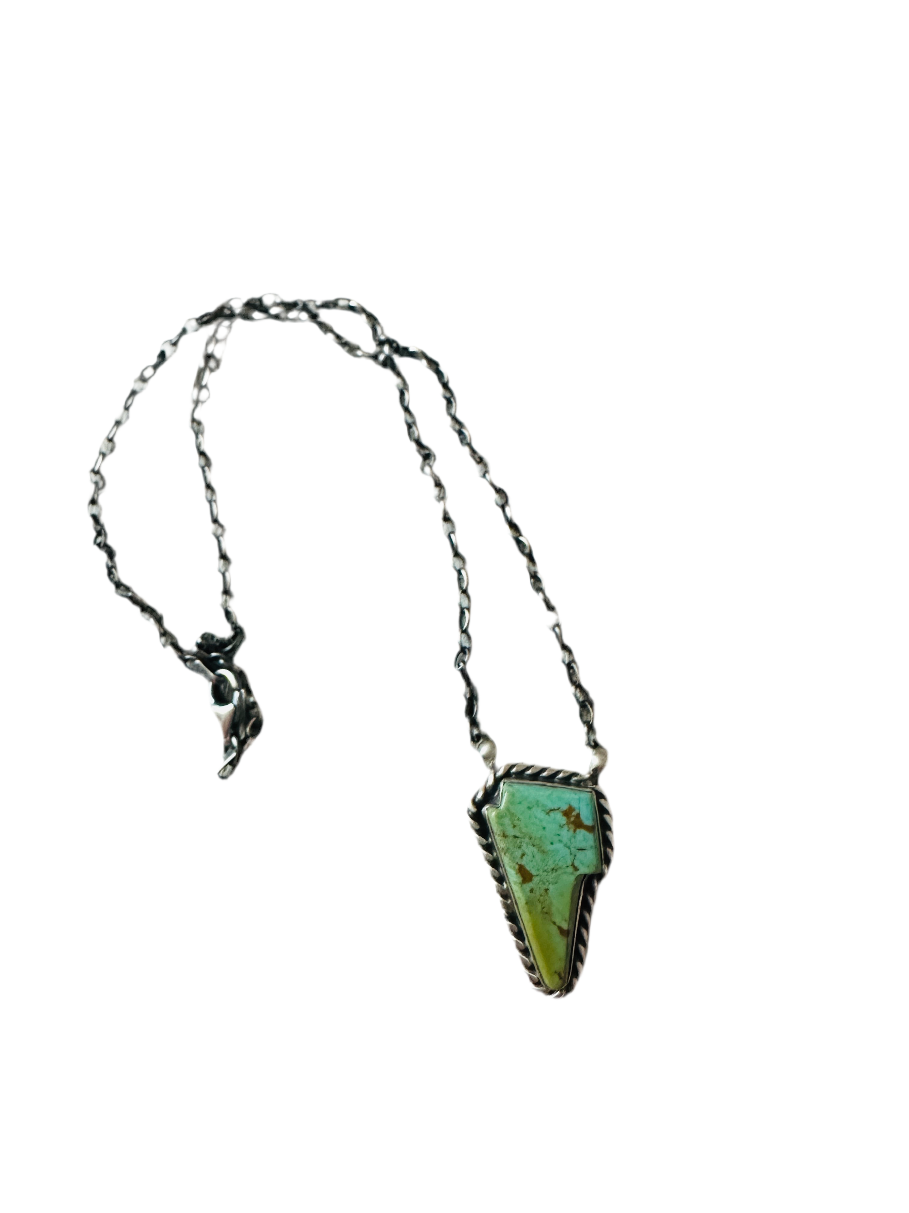Handcrafted Sterling Silver & Turquoise Lightening Bolt Necklace