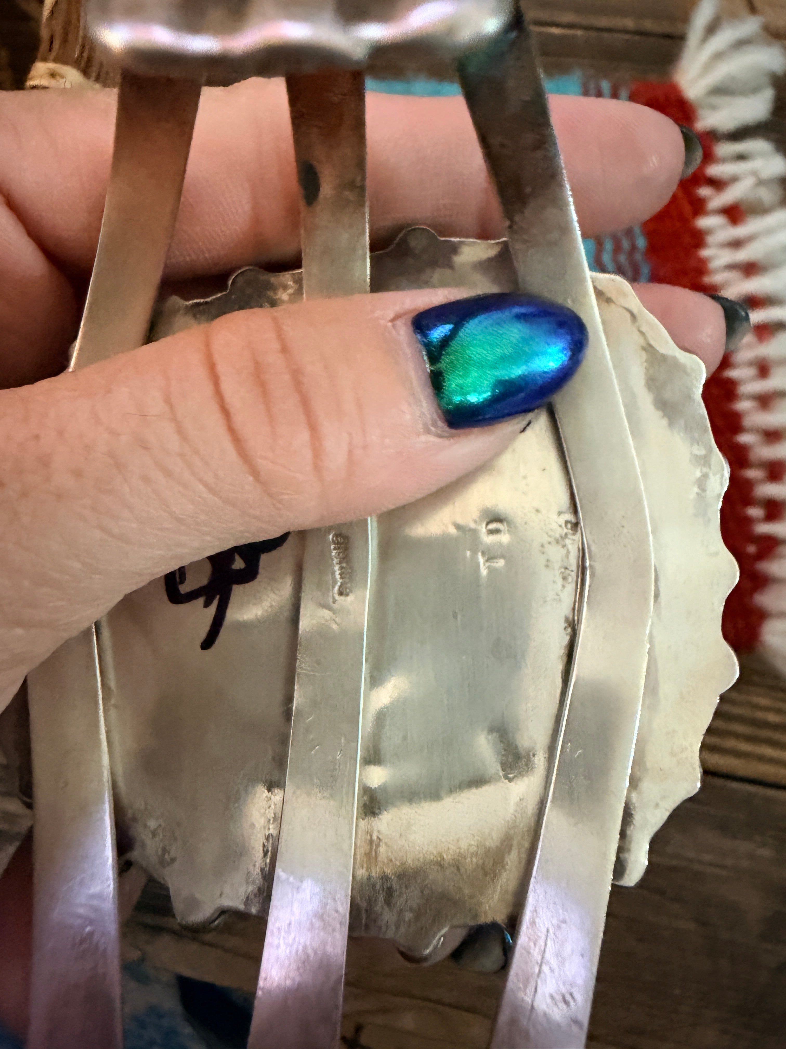 Handcrafted Spiny Oyster, Turquoise & Sterling Silver Cluster Cuff Bracelet
