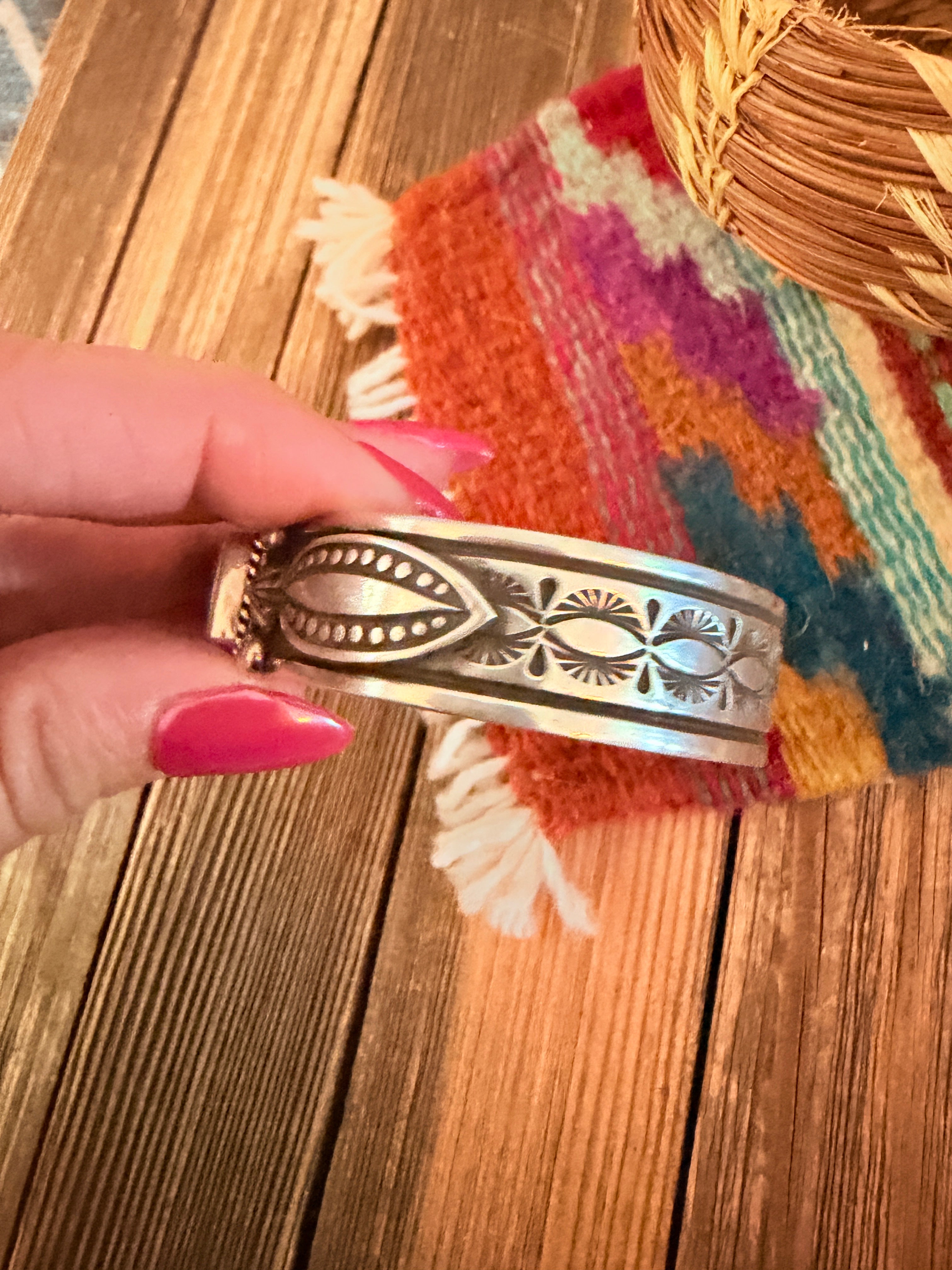 Handcrafted Sterling Silver and Lapis Cuff Bracelet by Albert Jake