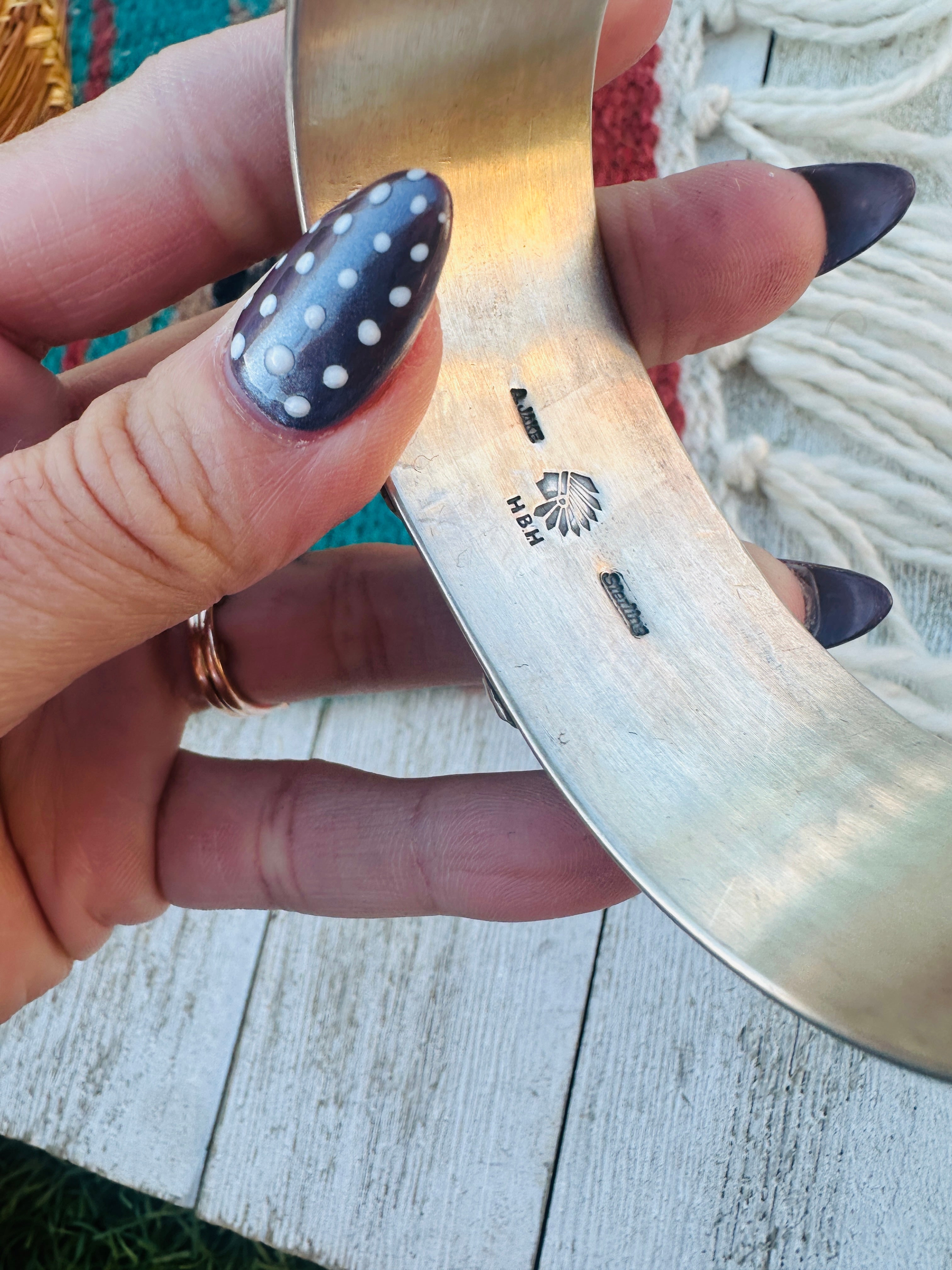 Handcrafted Old Pawn Sterling Silver & Turquoise Cuff Bracelet