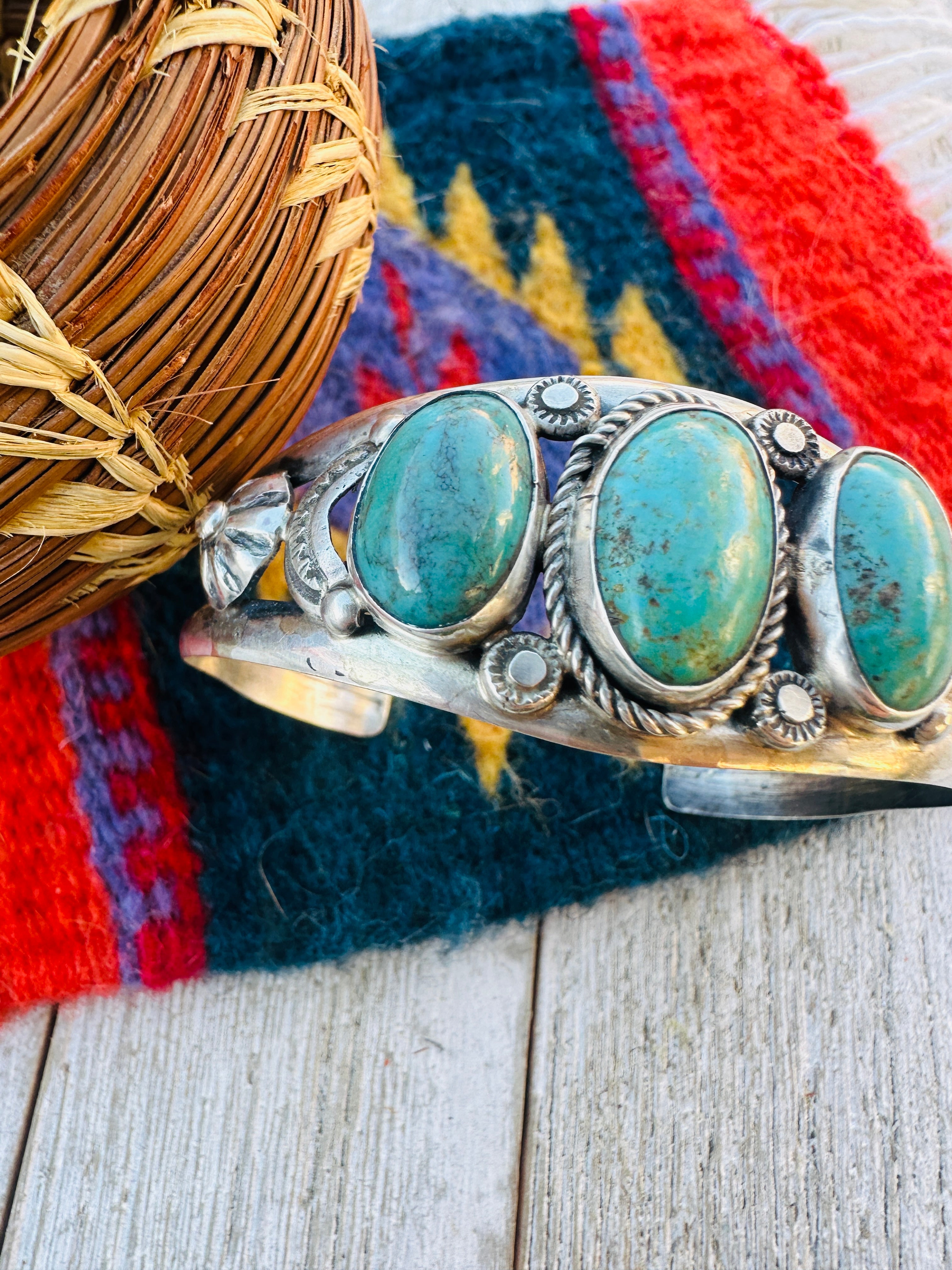 Handcrafted Turquoise & Sterling Silver Cuff Bracelet by Jacqueline Silver