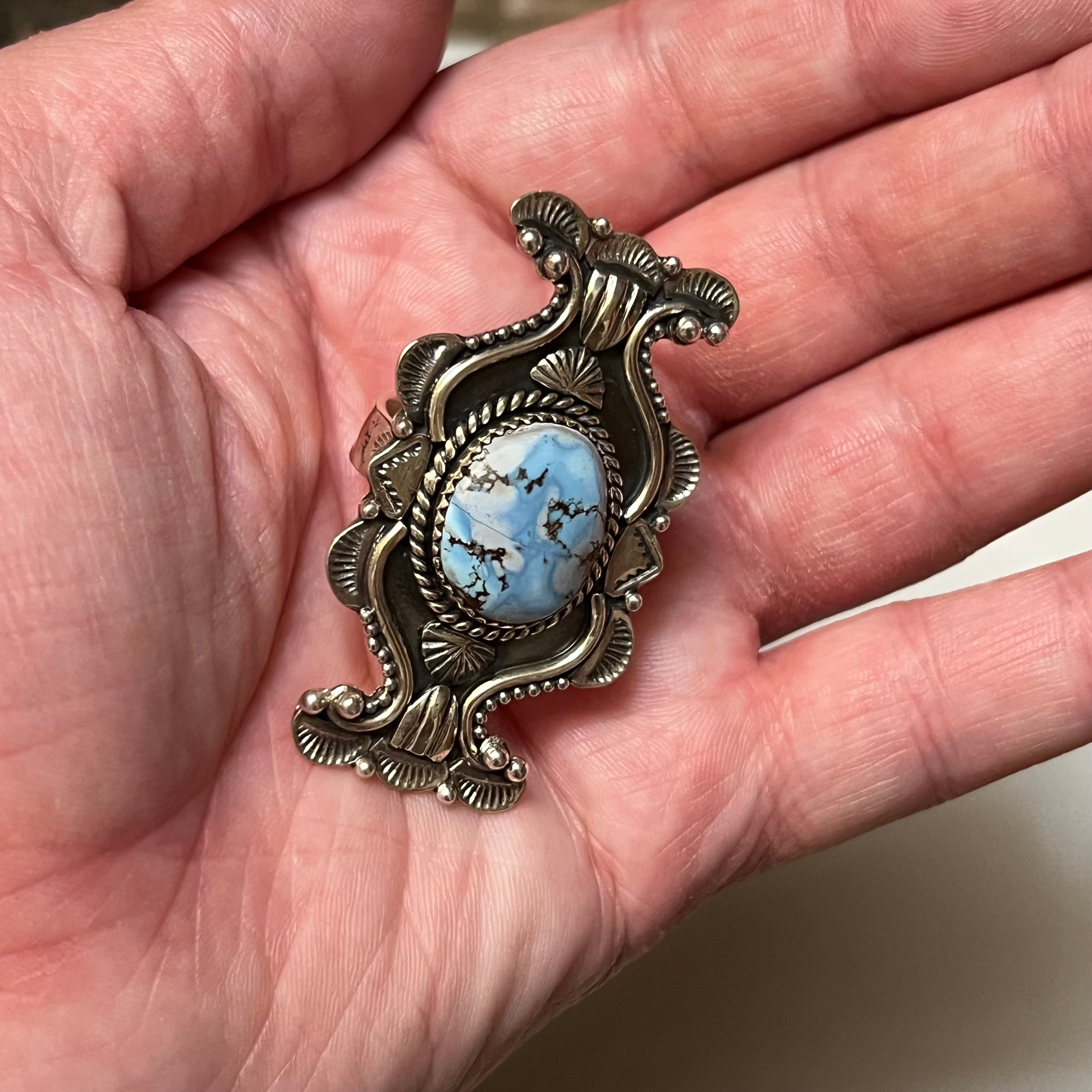 Handmade Sterling Silver & Golden Hills Turquoise Oval Shaped Stone Ring