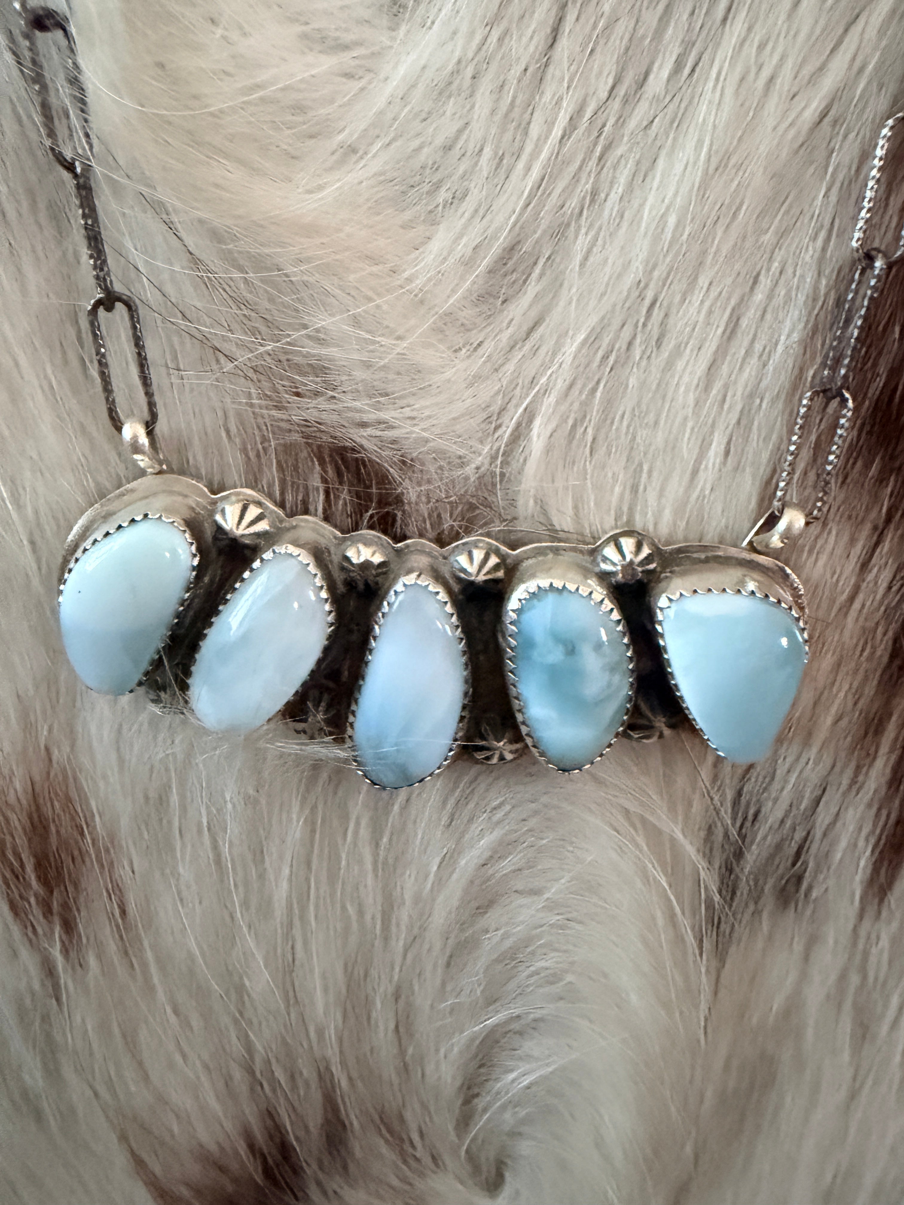 Handmade Sterling Silver and Larimar Necklace Necklace