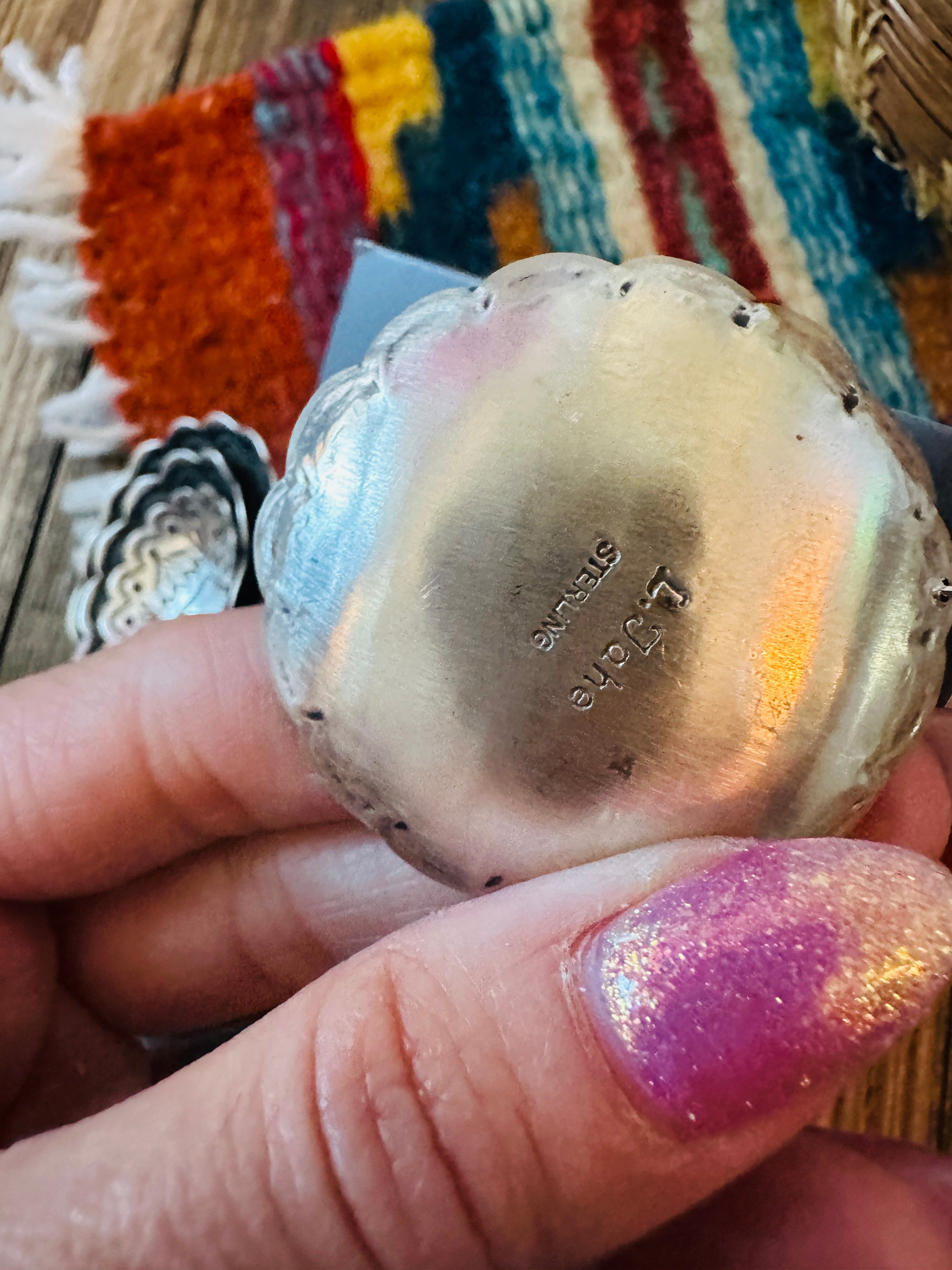 Handcrafted Sterling Silver Concho Dangle Earrings by Leander Tahe