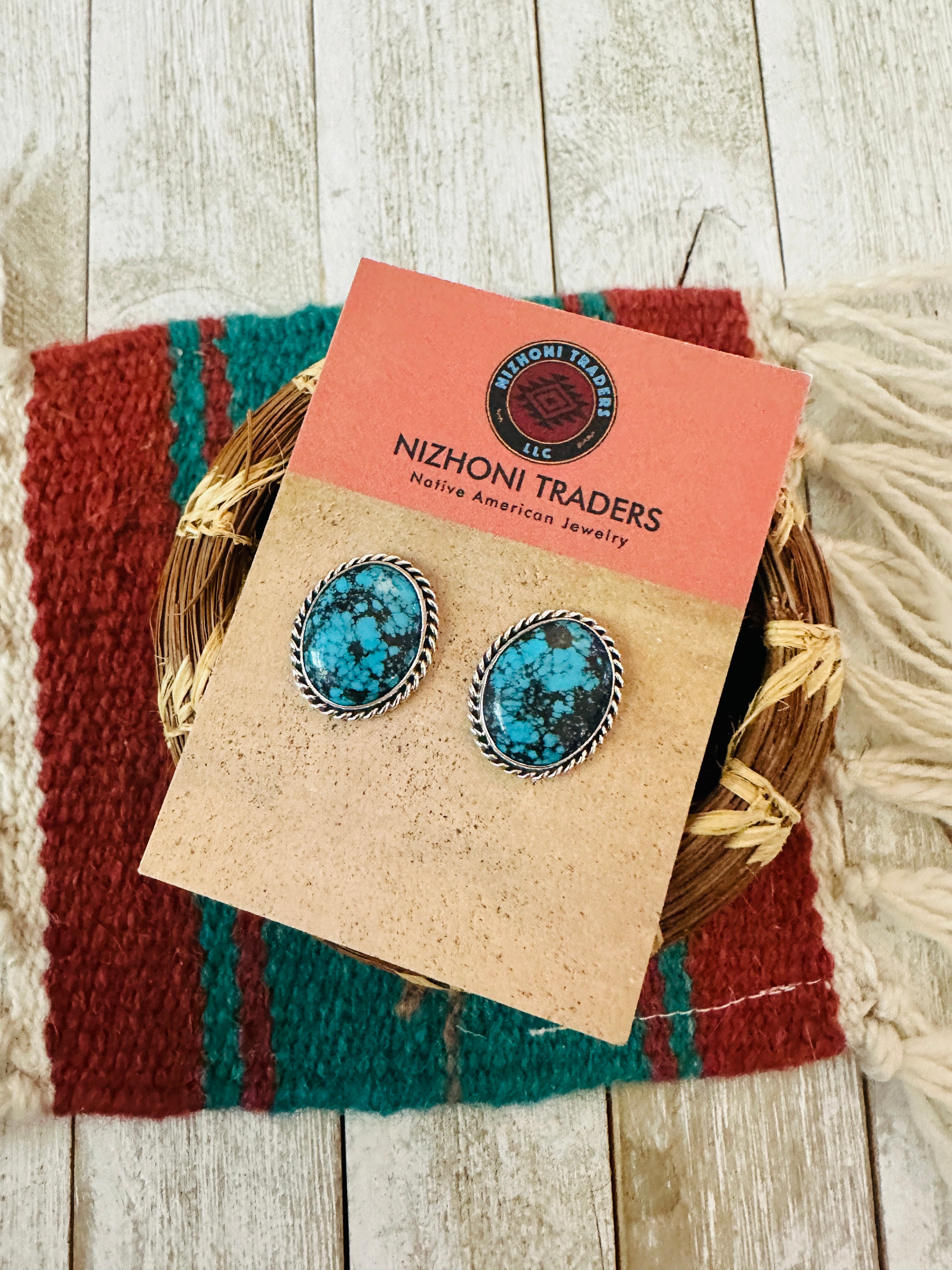 Navajo Turquoise & Sterling Silver Post Earrings
