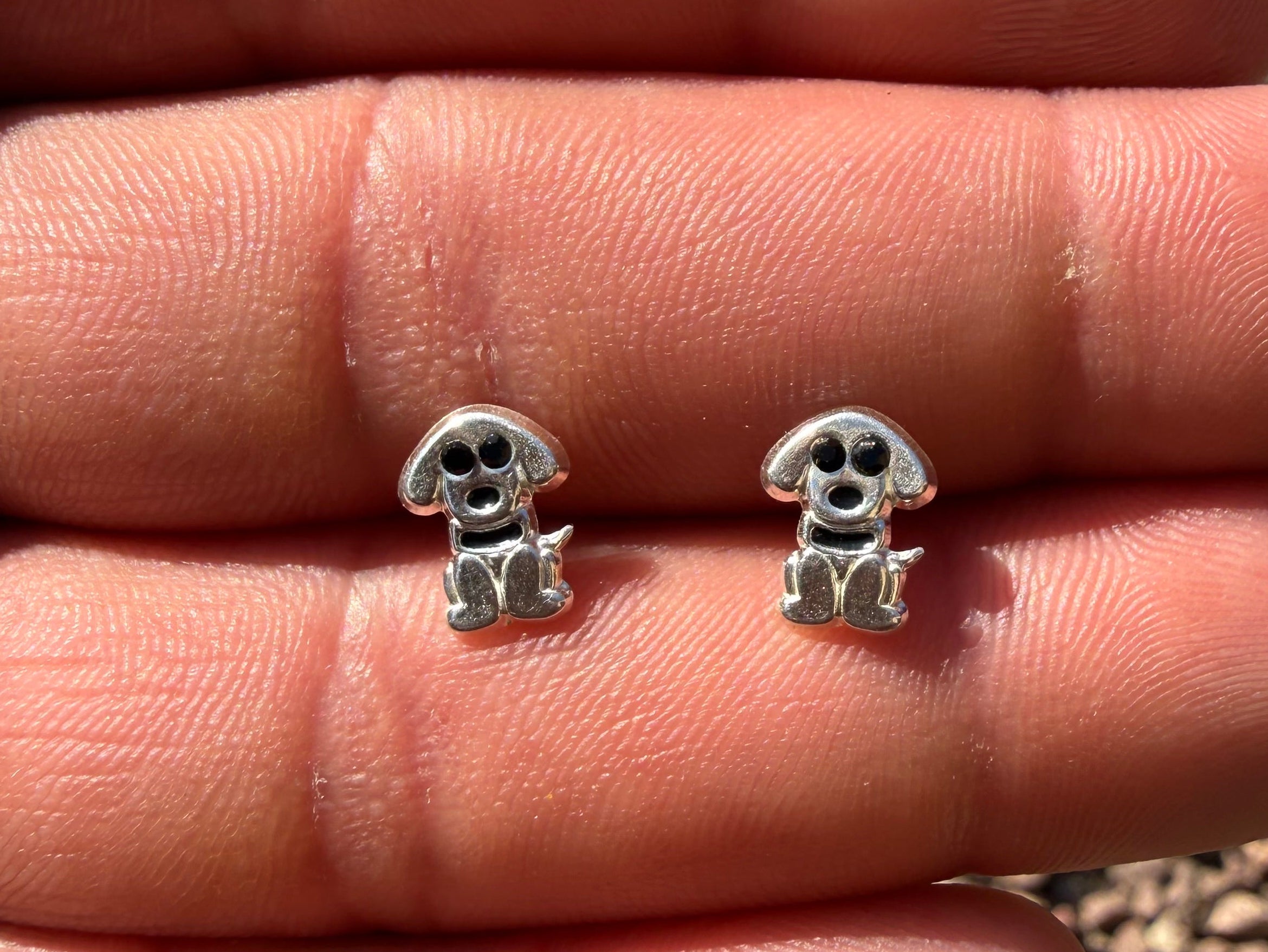 Dog Sterling Silver Stud Earrings