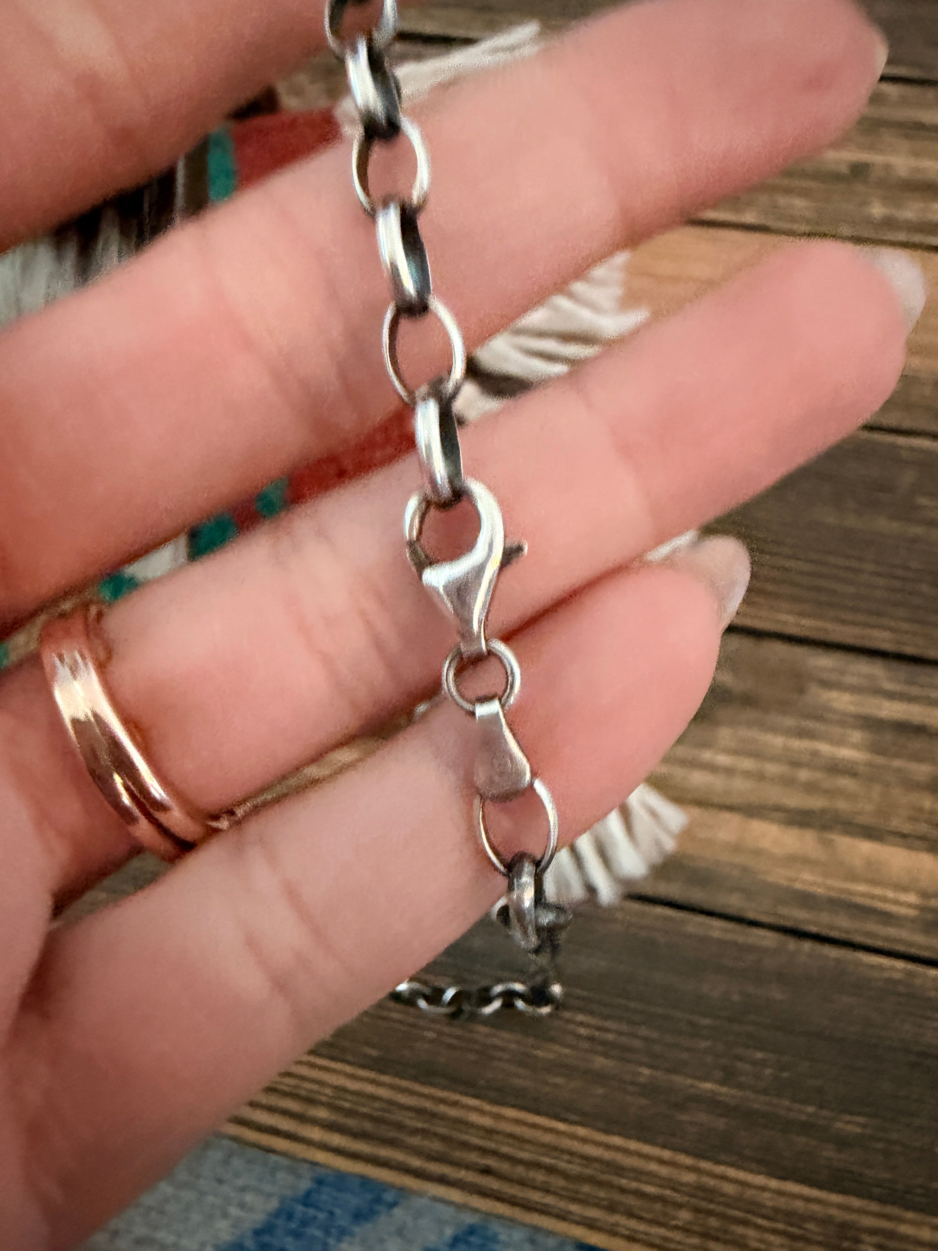 Handmade Sterling Silver, Turquoise & Spice Beaded Necklace