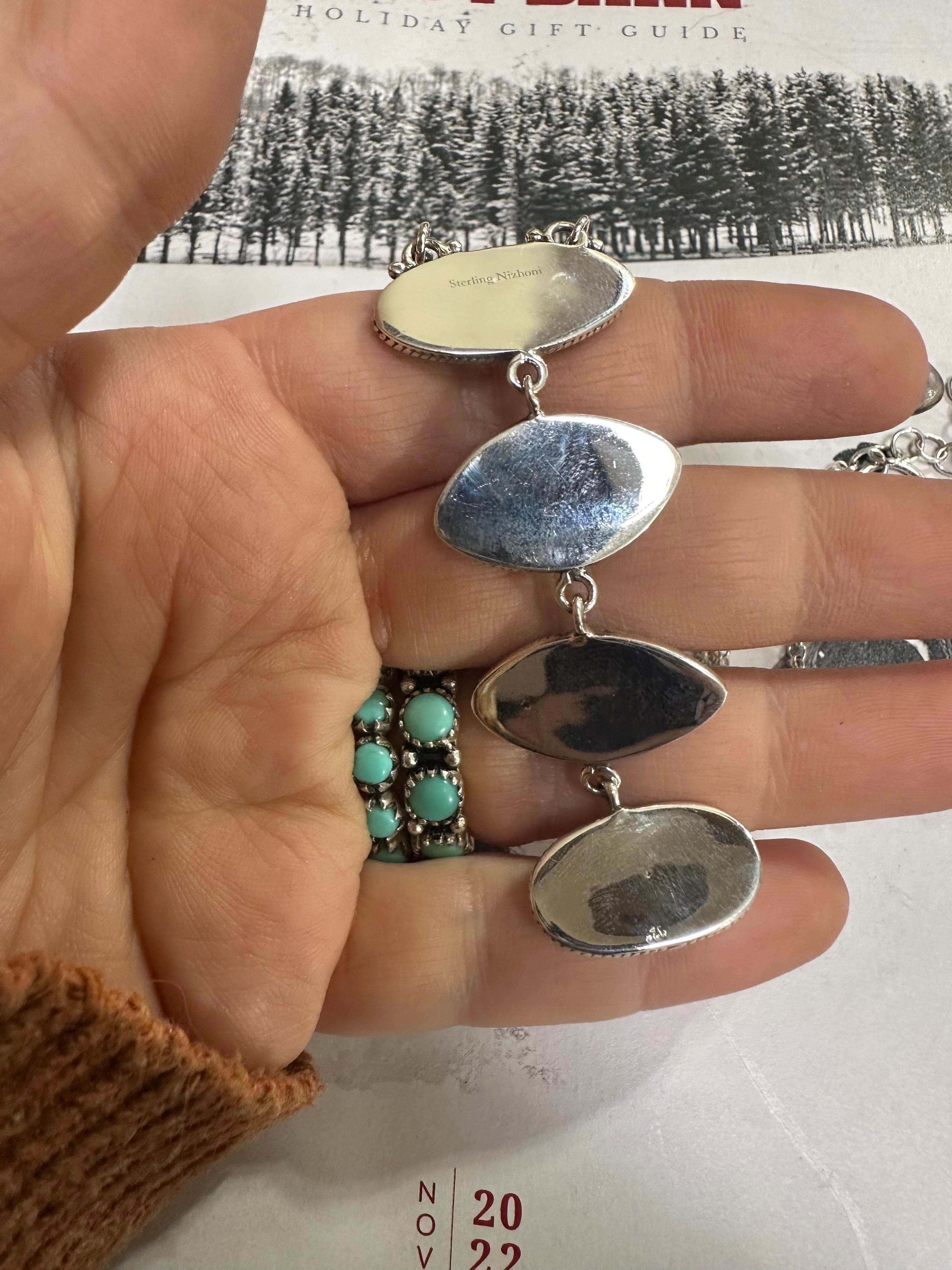 Handmade Sterling Silver Natural Golden Hills Necklace Signed Nizhoni