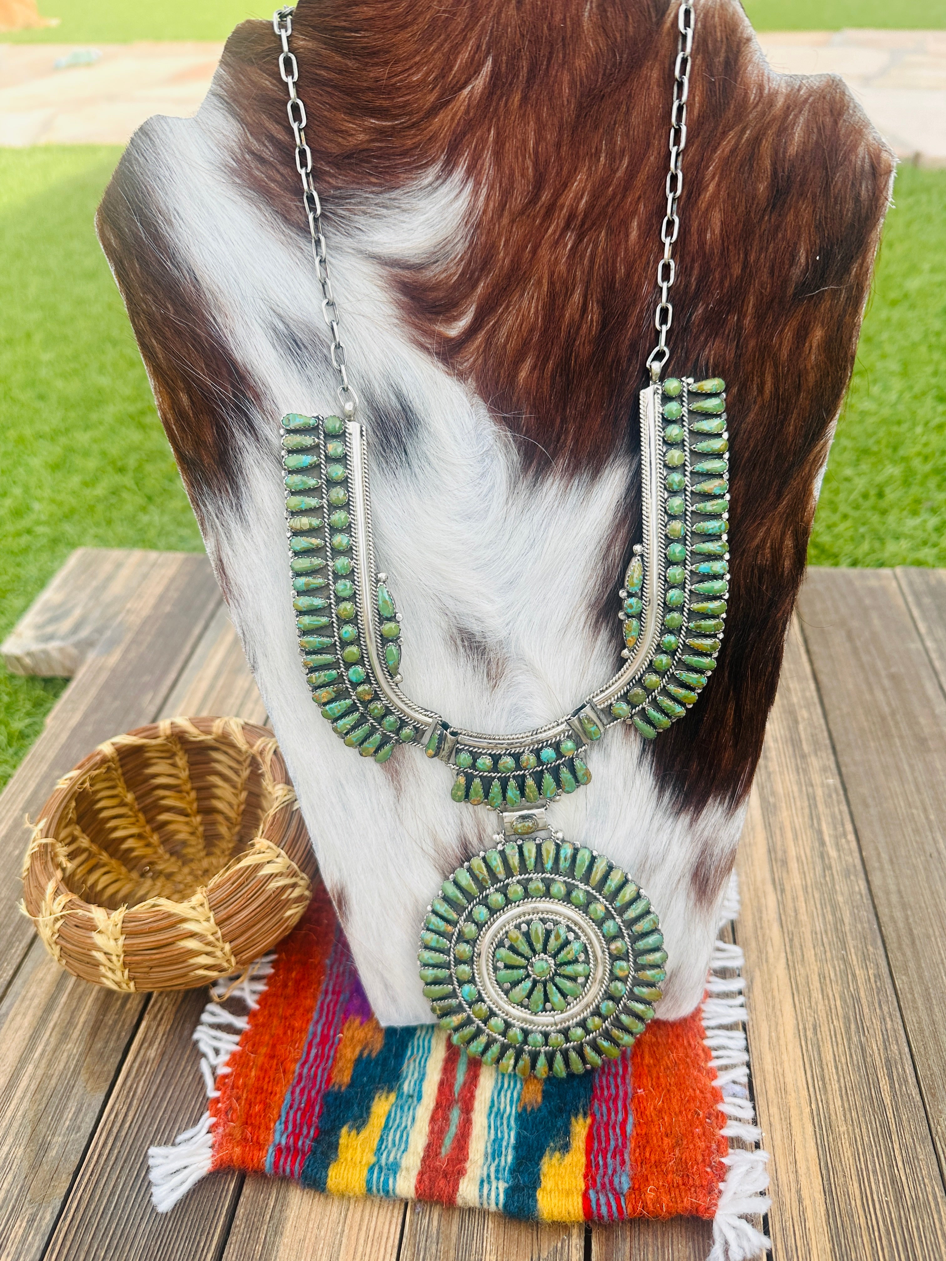 Handcrafted Royston Turquoise & Sterling Silver Cluster Necklace by Juliana Williams