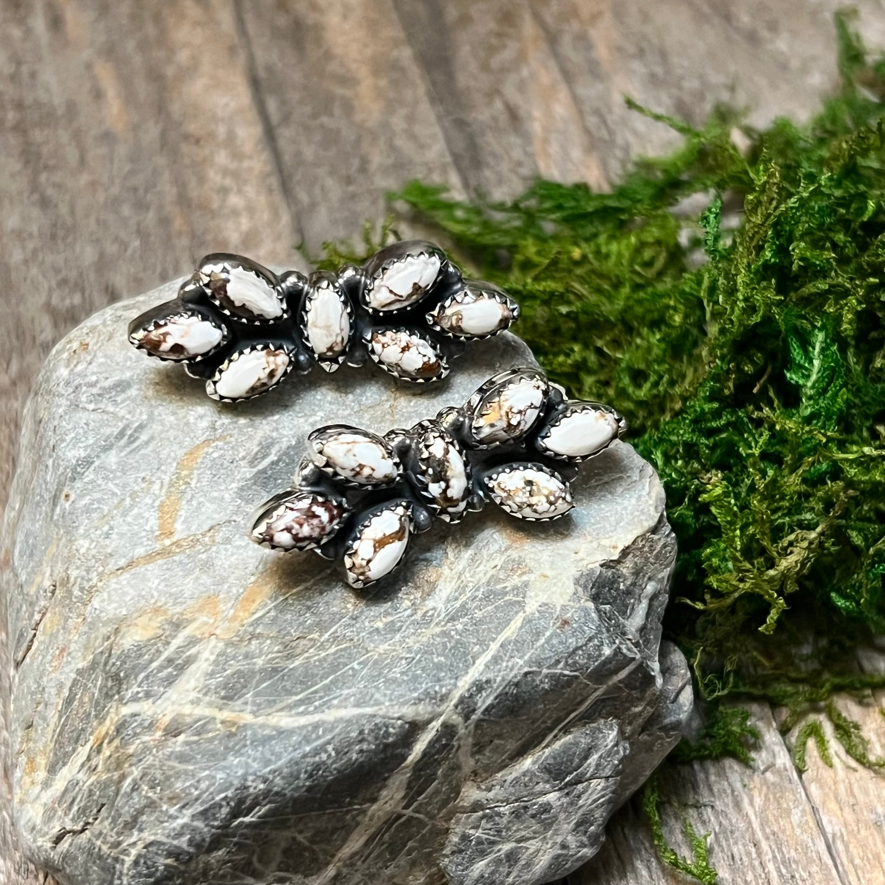 Handmade Wild Horse Gemstones & Sterling Silver Stud Earrings