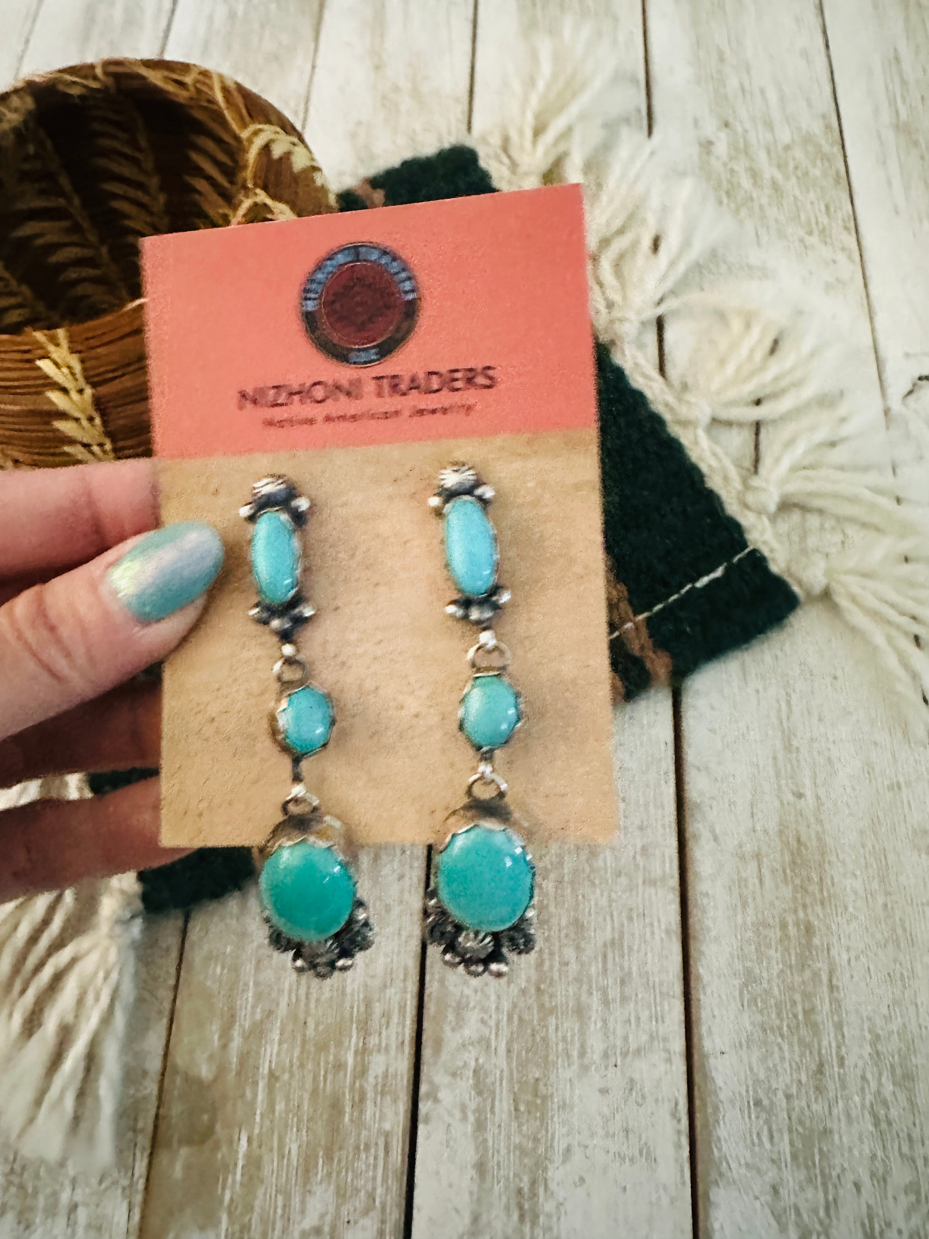 Navajo Sterling Silver & Turquoise Dangle Earrings